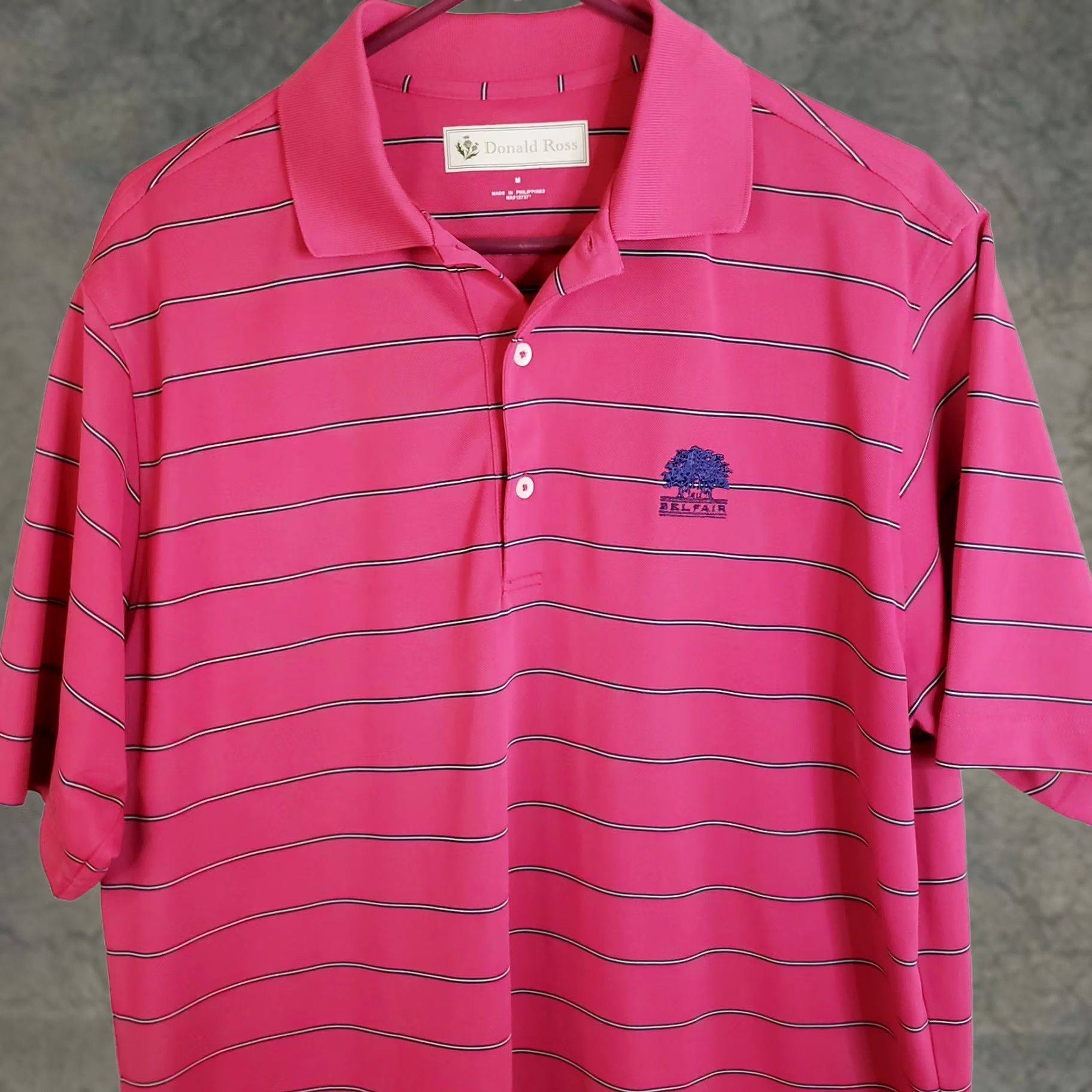 Vintage Donald Ross Polo Shirt M Pink Striped Golf Polo SS Men Size US M / EU 48-50 / 2 - 1 Thumbnail