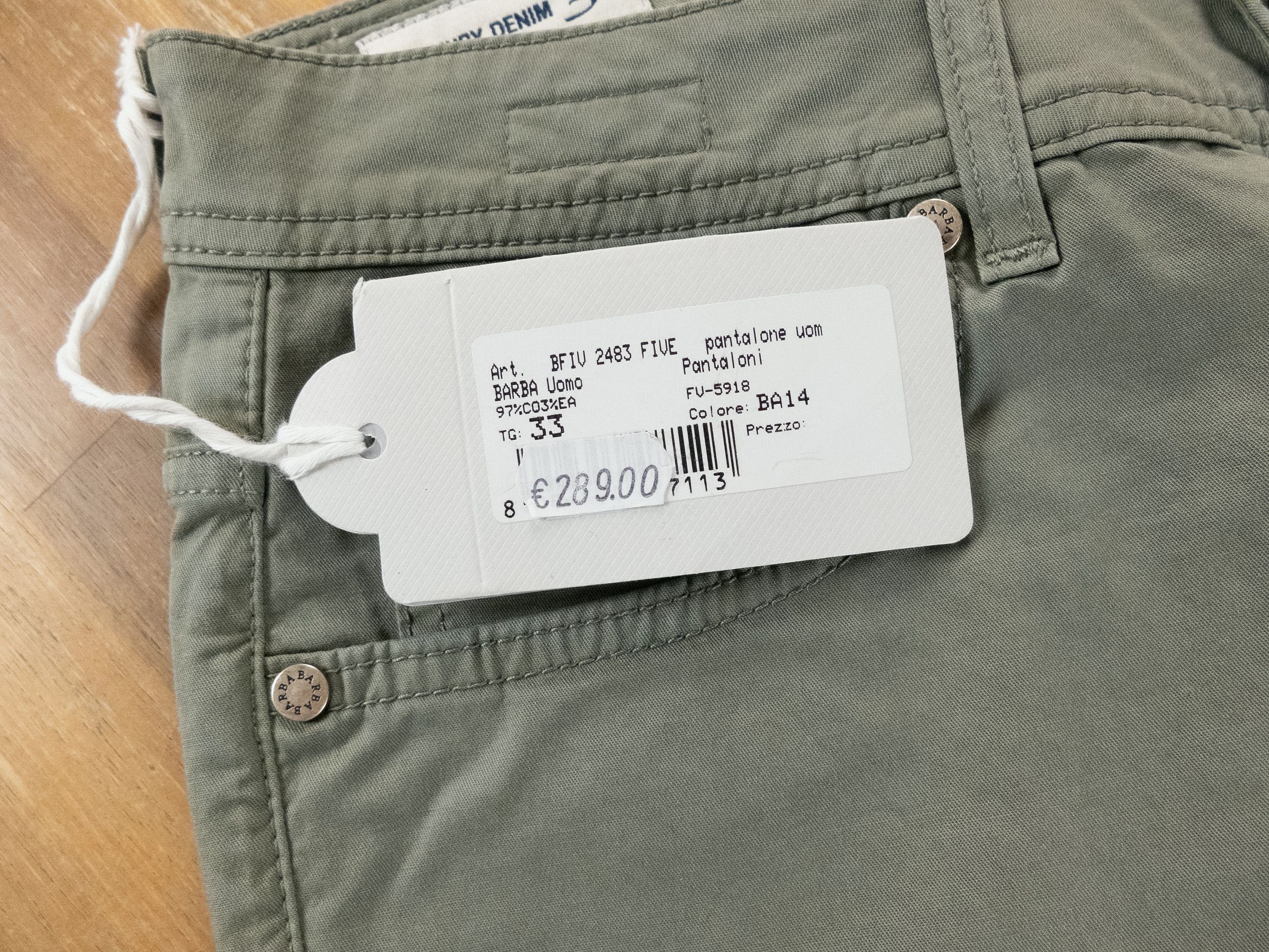 Barba Napoli BARBA Napoli green slim fit lightweight jeans Size 33 Size US 33 - 4 Thumbnail