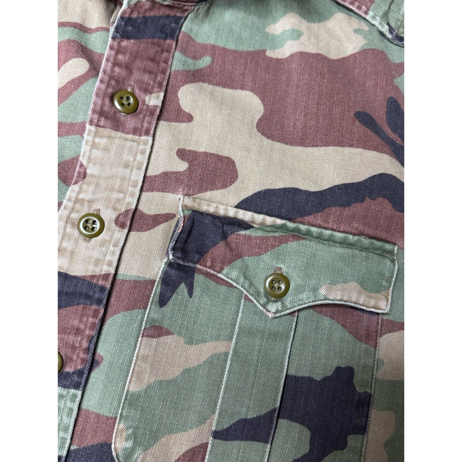 Polo Ralph Lauren Small Polo Ralph Lauren Camo Shirt Epaulettes Pleated Size US S / EU 44-46 / 1 - 7 Thumbnail