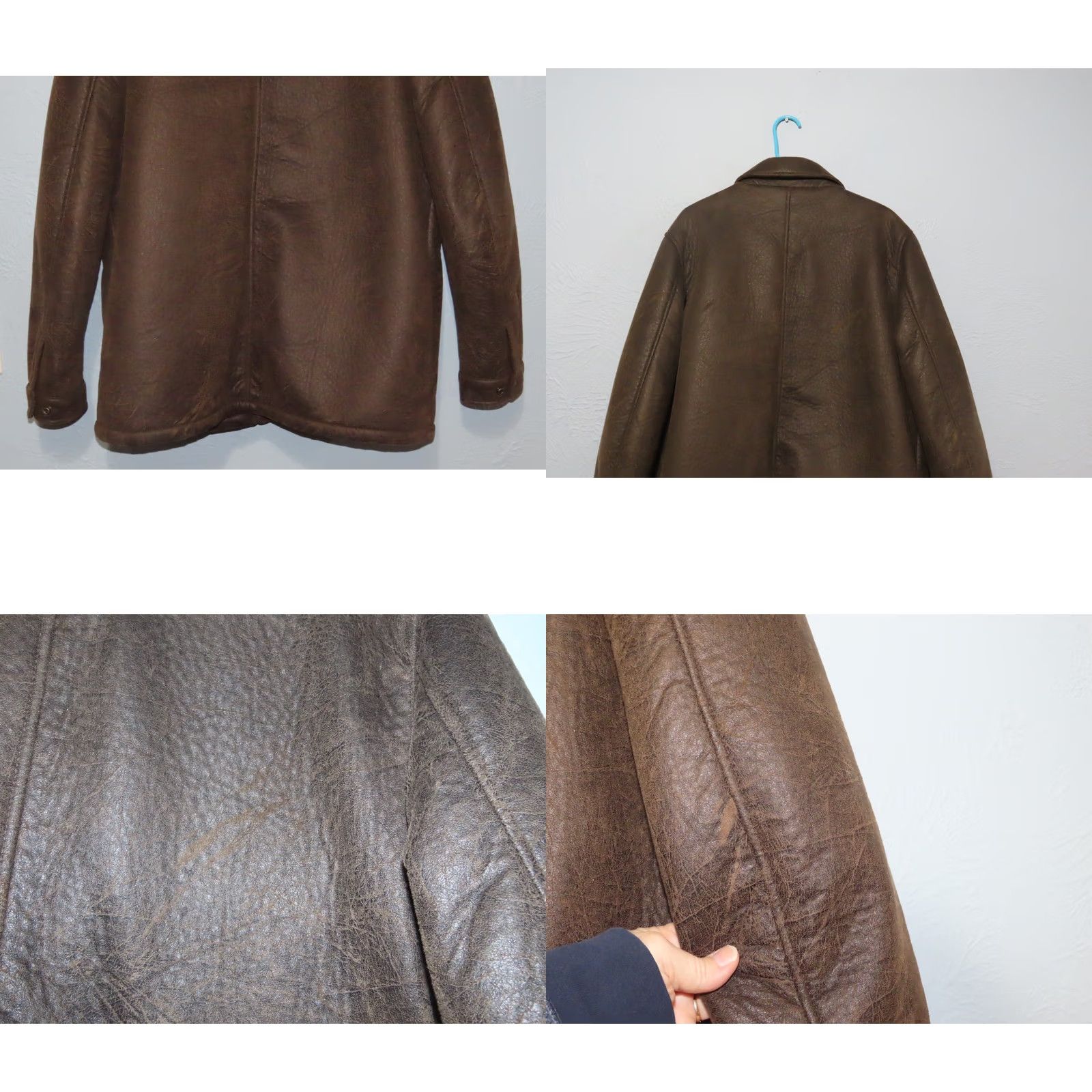 Vintage Ruff Hewn Jacket Bomber Mens Large Brown Faux Leather Sherpa Lined Zip Snap Coat Size US L / EU 52-54 / 3 - 8 Thumbnail