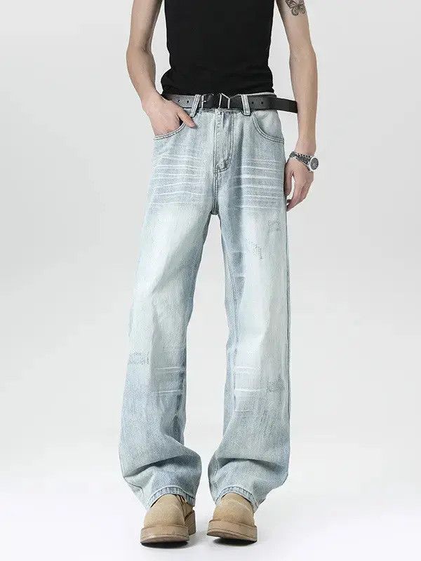 Japanese Brand Retro straight tube loose wide leg tie dye jeans Size US 30 / EU 46 - 1 Thumbnail