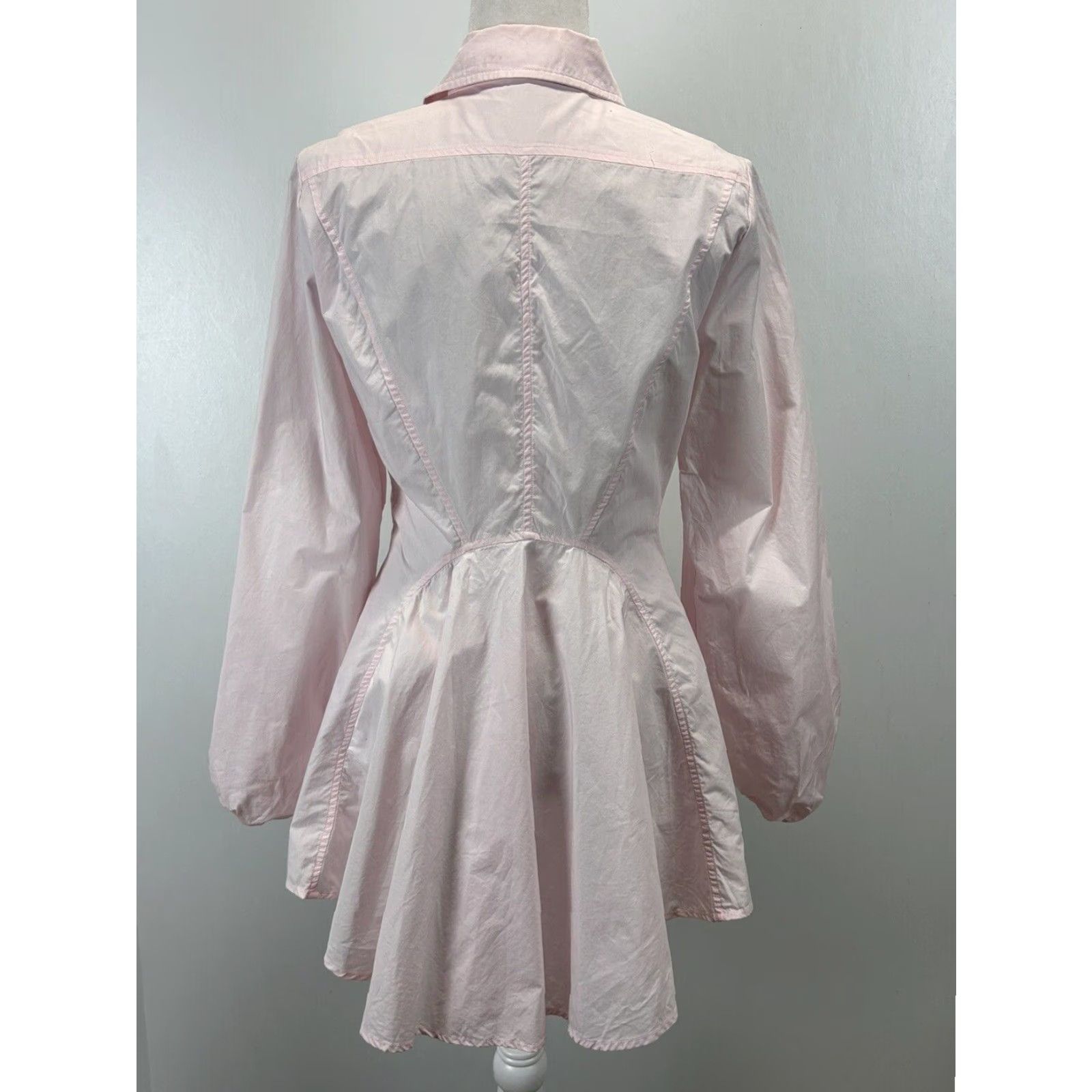 Free People VINTAGE Free People Pink Long Sleeve Button Up Balloon Sleeve Shirt Women's Small Size S / US 4 / IT 40 - 3 Thumbnail