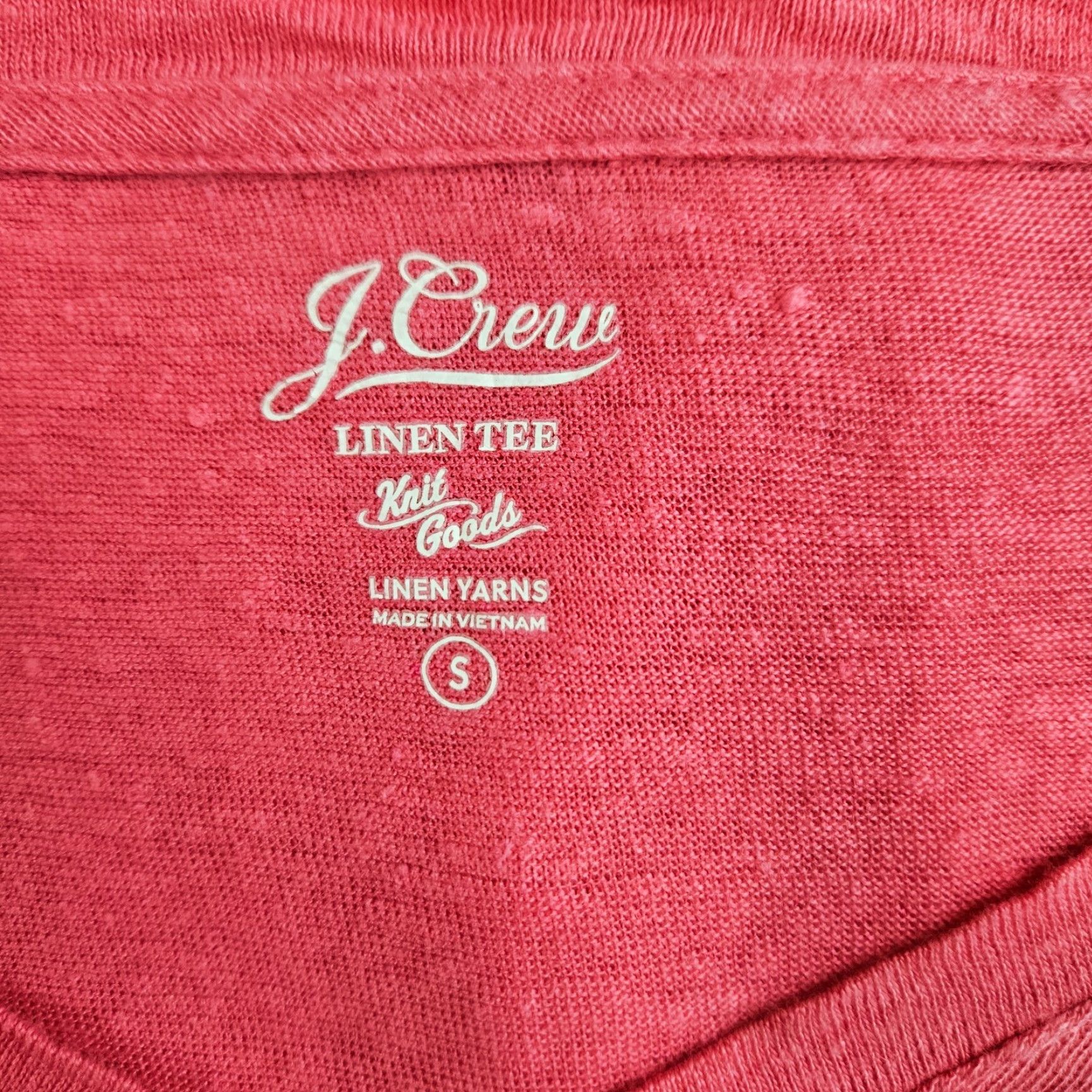 J.Crew J.CREW Womens Linen Tee S Solid Pink Short Sleeve V-Neck Shirt Size 28" / US 6 / IT 42 - 5 Thumbnail