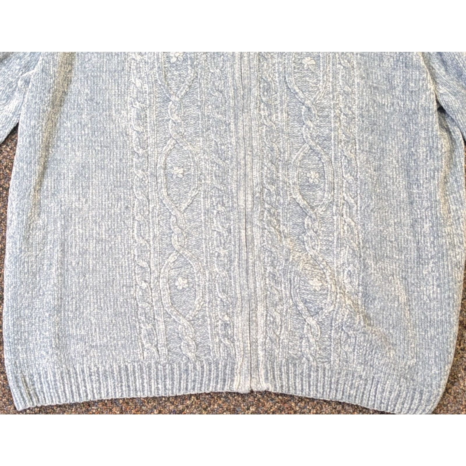 Vintage VINTAGE Alfred Dunner Lake Placid Blue XL Cable Knit Full Zip Sweater Cardigan Size XL / US 12-14 / IT 48-50 - 3 Thumbnail