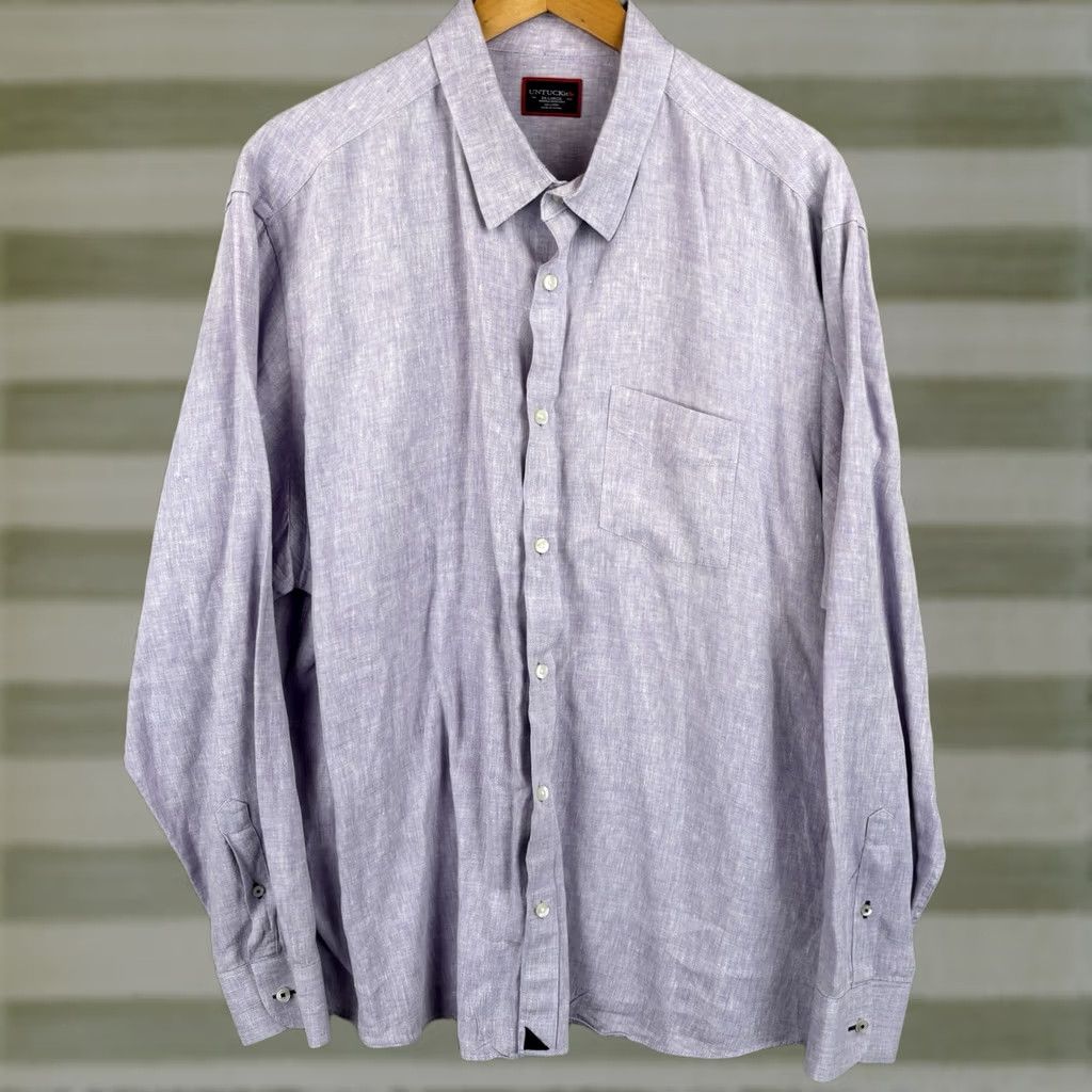 UNTUCKit UNTUCKit Linen Shirt Mens 2XL Light Purple Long Sleeve Wrinkle Resistant Beach Size US XXL / EU 58 / 5 - 1 Thumbnail