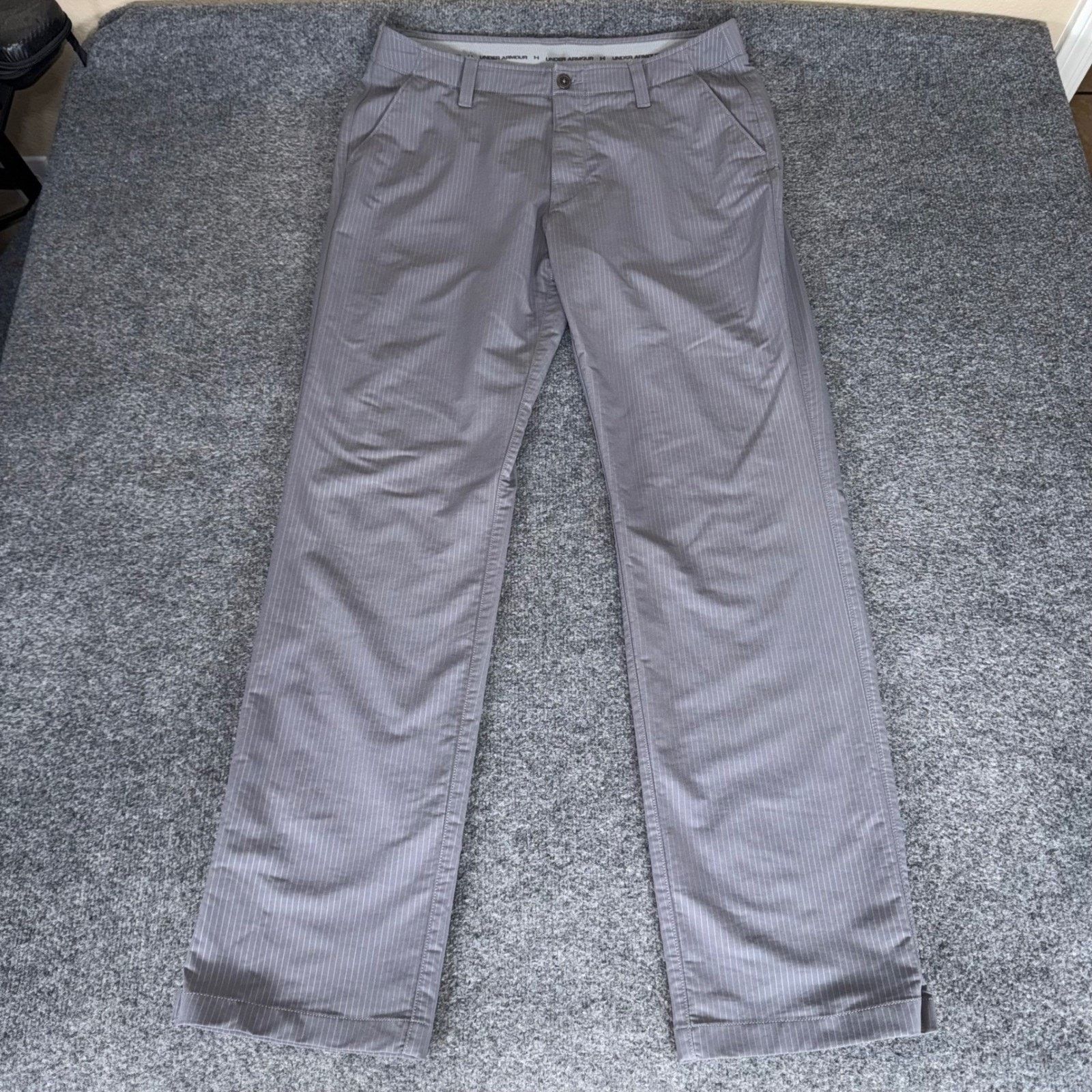 Under Armour Under Armour Mens Golf Pants Gray Pinstripe Match Play 36x34 Size US 36 / EU 52 - 1 Thumbnail