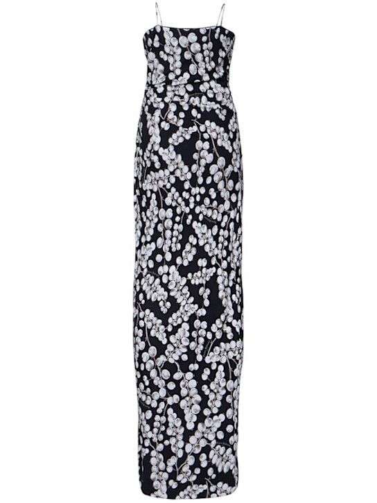 Balmain o1s1wg111025 Draped Printed Crepe Maxi Dress in Black Size XS / US 0-2 / IT 36-38 - 5 Thumbnail