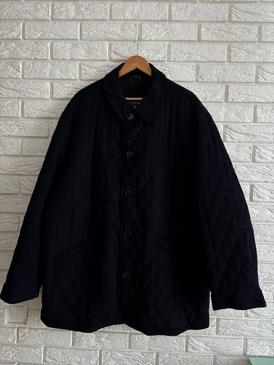 Canali Wool Mens Coat Dark Blue Made In Italy size 56