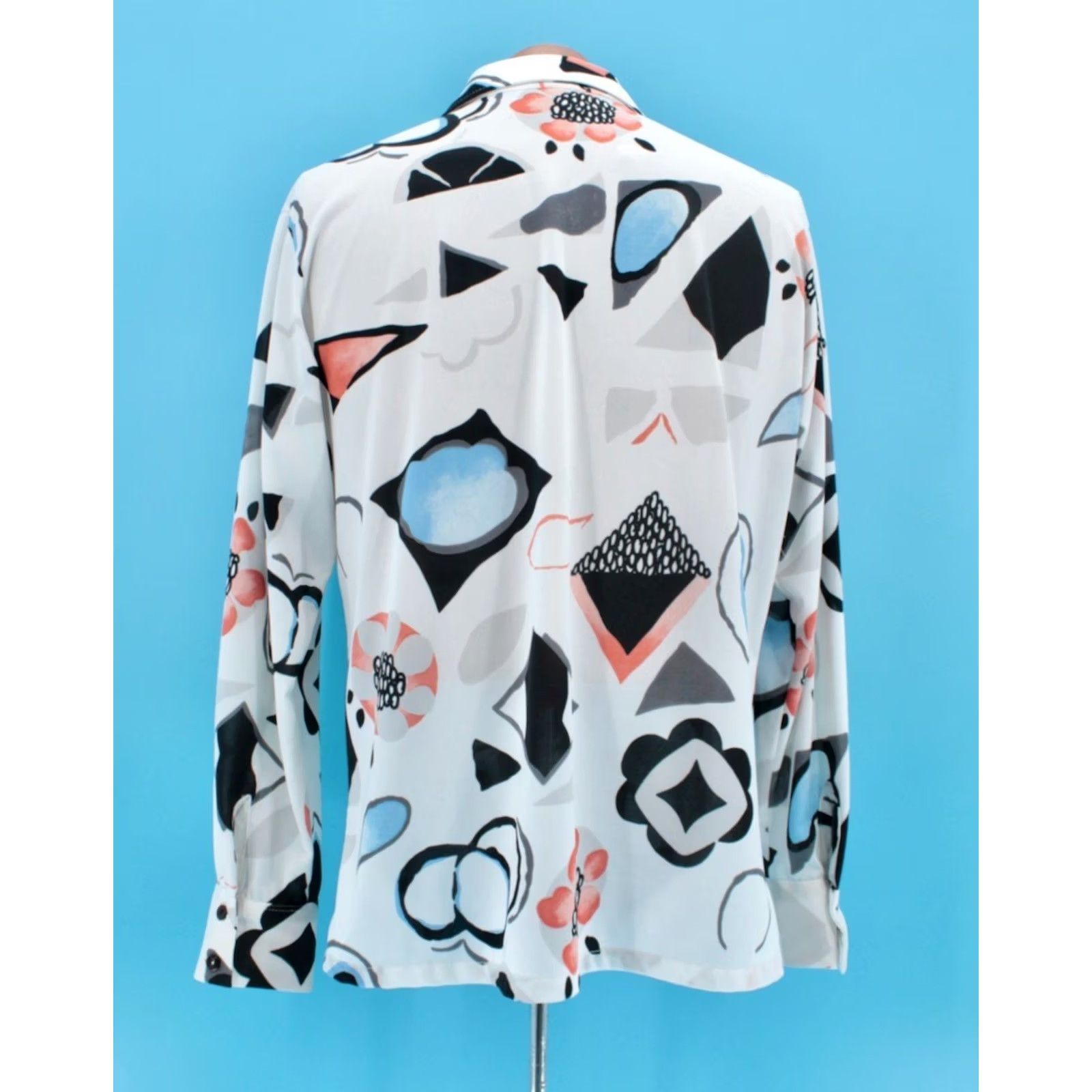 Vintage VINTAGE Joel Shirt L White Men VTG 70s Black Abstract Pattern Polyester 1970s Disco Size US L / EU 52-54 / 3 - 3 Thumbnail