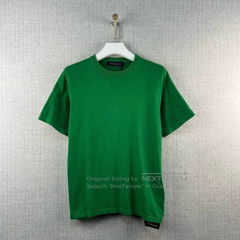 Louis Vuitton Louis Vuitton Green cuff embossed full logo short sleeve Size US S / EU 44-46 / 1 - 1 Thumbnail