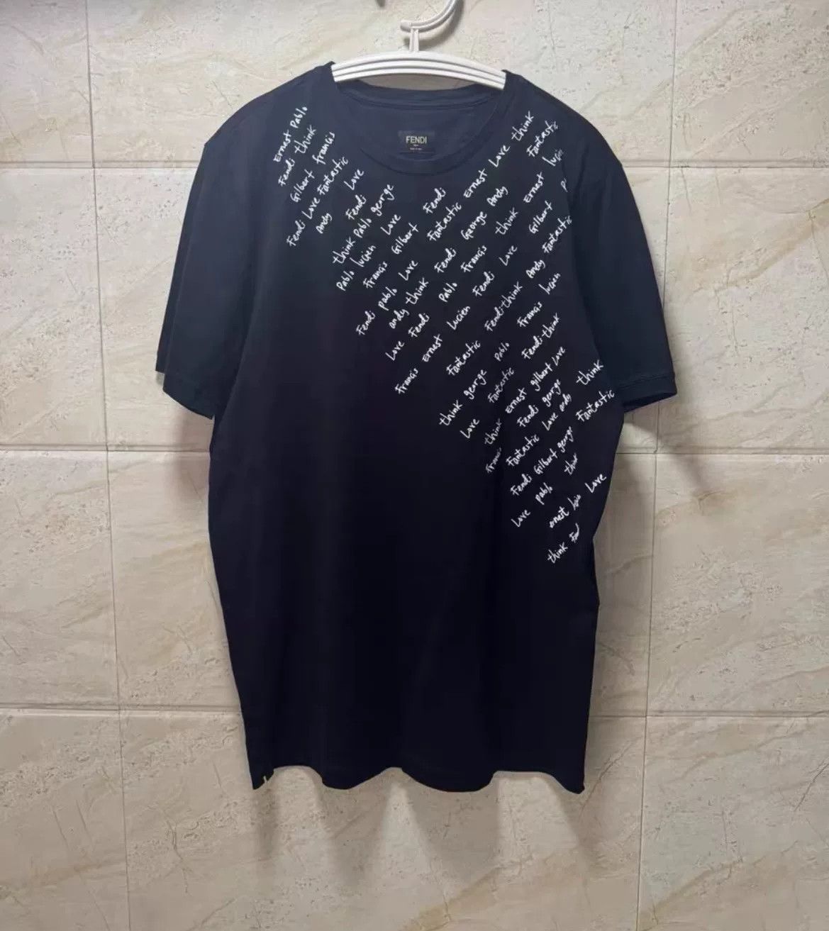 Fendi Embroidered Logo Crew Neck T-Shirt