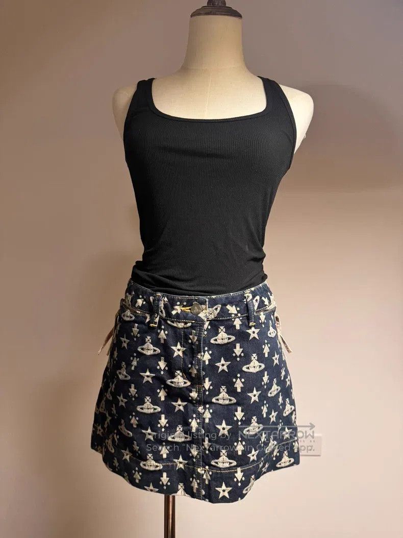 Vivienne Westwood Vivienne Westwood size 2 Full print Saturn denim peplum ski Size 26" / US 2 / IT 38 - 1 Thumbnail