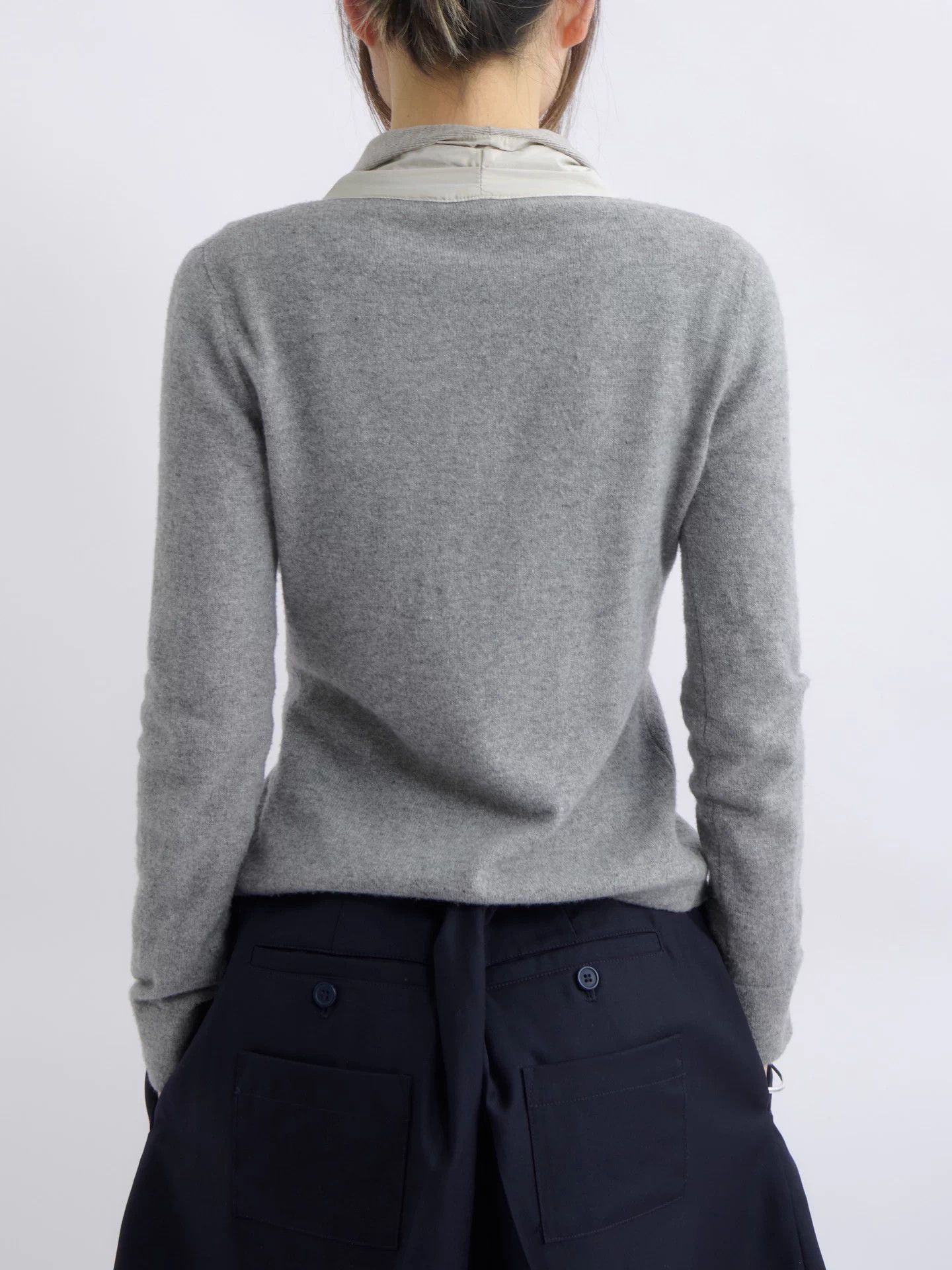Fabiana Filippi Fabiana Filippi Gray Paneled Wool Knit Cardigan Size XS / US 0-2 / IT 36-38 - 3 Thumbnail