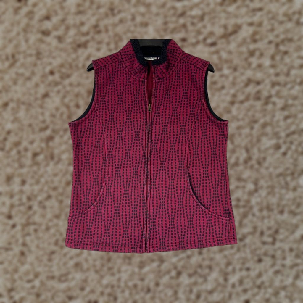 Croft & Barrow Croft & Barrow Vest Womens Medium Red Argyle Full Zip Pockets Cotton Blend Size M / US 6-8 / IT 42-44 - 1 Thumbnail