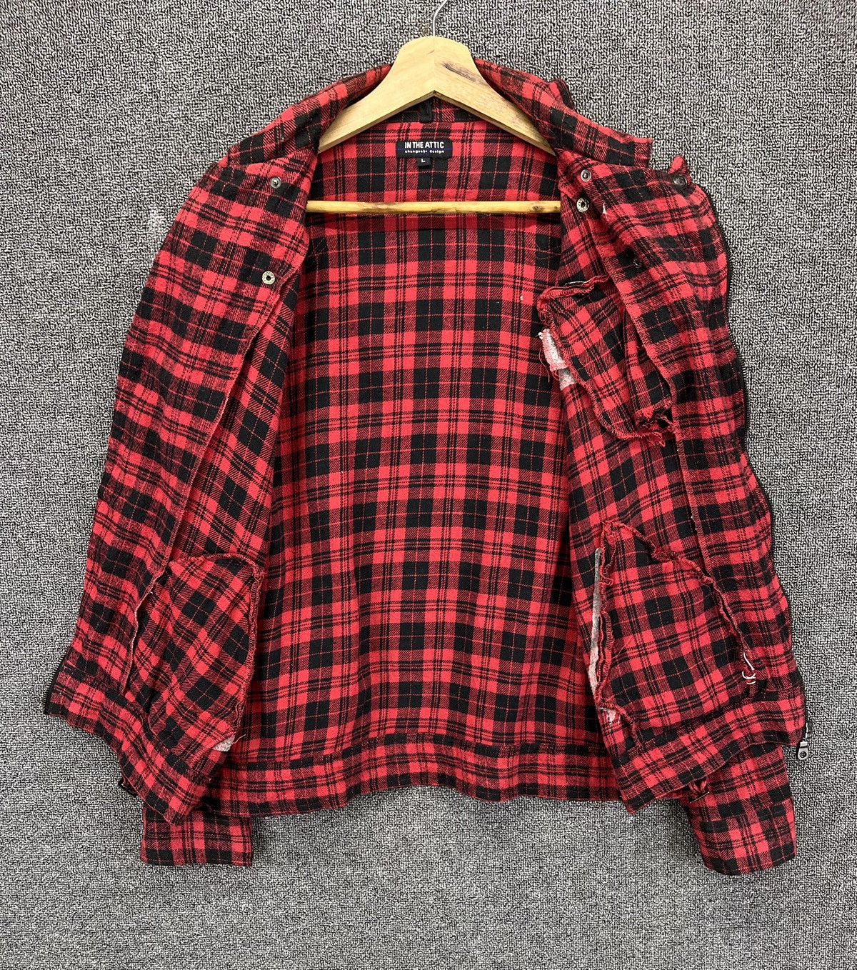 In The Attic Vintage In The Attic Shadow Plaid Rare Punk Jacket Size L / US 10 / IT 46 - 6 Thumbnail