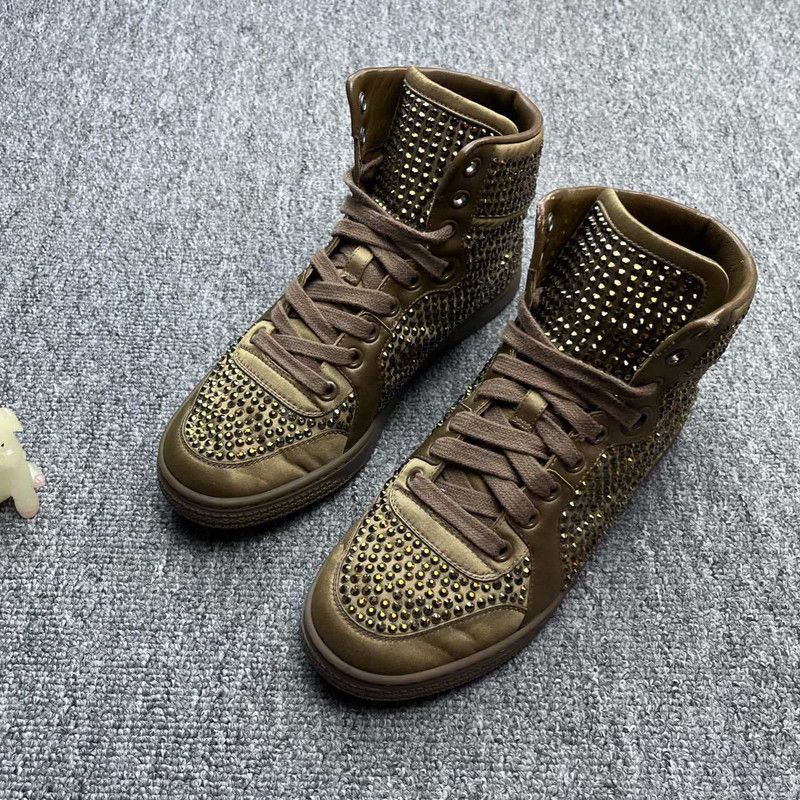 Gucci Gucci High Top Studded Leather Sneakers Size US 5.5 / EU 38 - 1 Thumbnail