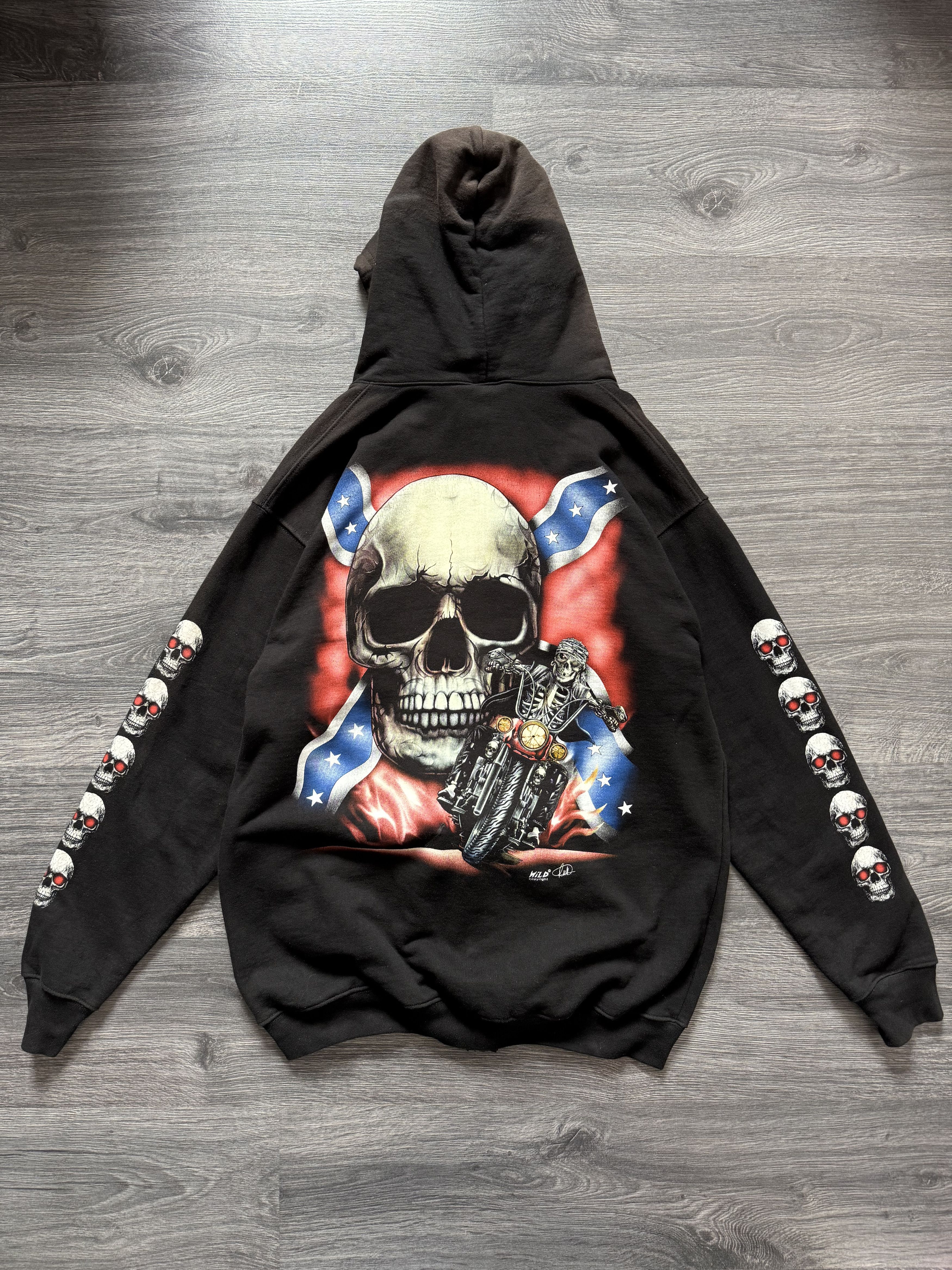 Affliction Vintage Faded Skull Zip Hoodie Rock Metal Spiral style Size US XL / EU 56 / 4 - 2 Thumbnail