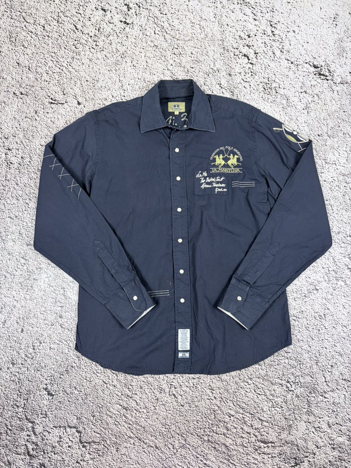 La Martina La Martina Embroidered Polo Shirt Navy Blue Large Size US L / EU 52-54 / 3 - 1 Thumbnail