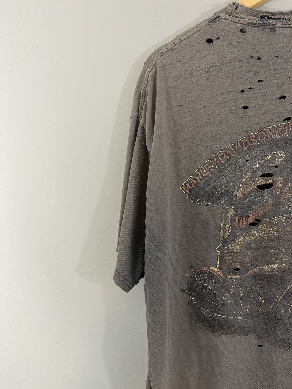 Harley Davidson Thrashed Sun Faded Distressed Y2K KANSAS Tee Size US XL / EU 56 / 4 - 12 Thumbnail