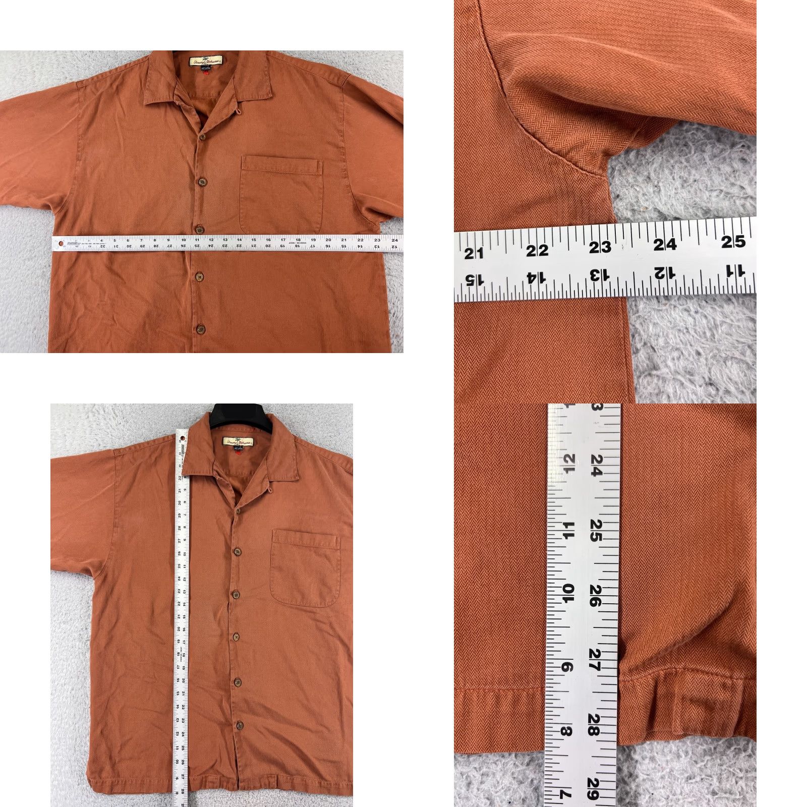 Tommy Bahama Tommy Bahama Shirt Men Large Orange Herringbone Button-Up Casual Beach Resort Aloha 40 in Chest Size US L / EU 52-54 / 3 - 8 Thumbnail