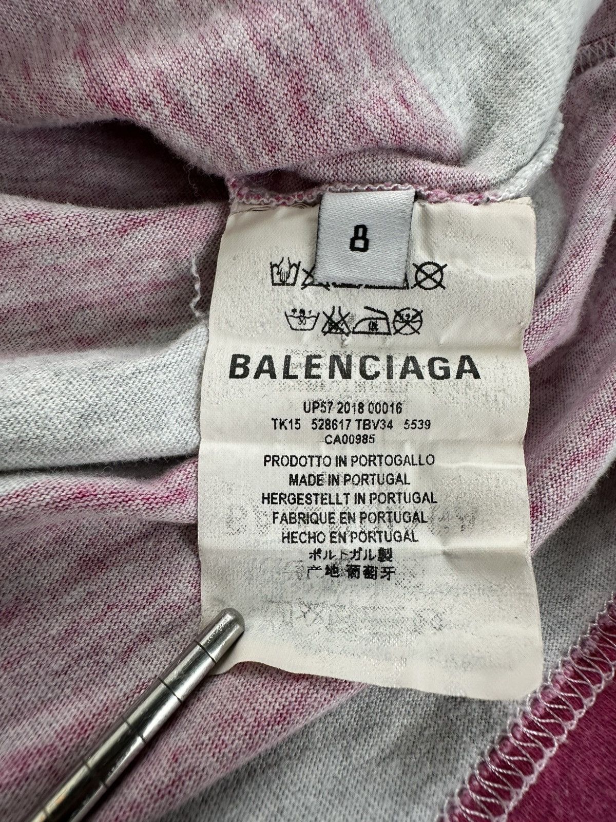 Balenciaga Balenciaga - 2018 Stripped Embroidered Logo T-Shirt Size S / US 4 / IT 40 - 8 Thumbnail
