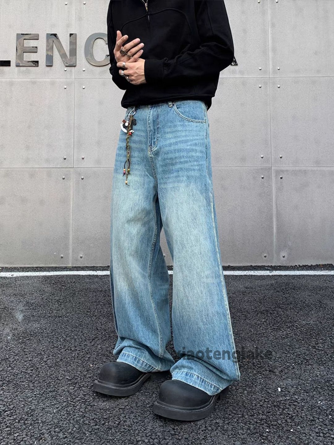 Jean × Vintage washed faded cleanfit skate hiphop yuppie loose baggy jeans Size US 30 / EU 46 - 3 Thumbnail