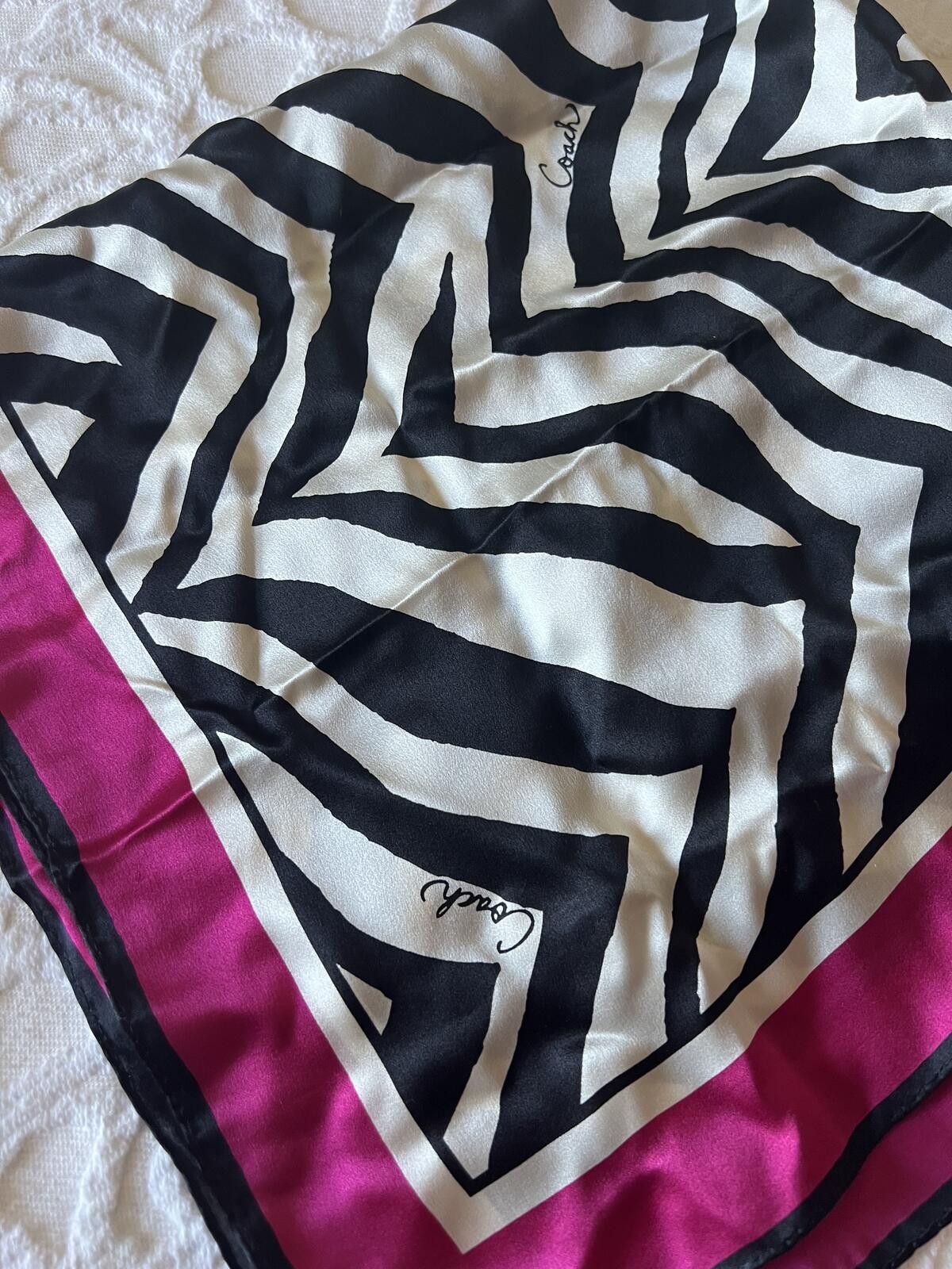 Coach Coach Zebra Print Silk Scarf with Magenta Border & Dust Bag Size ONE SIZE - 3 Thumbnail