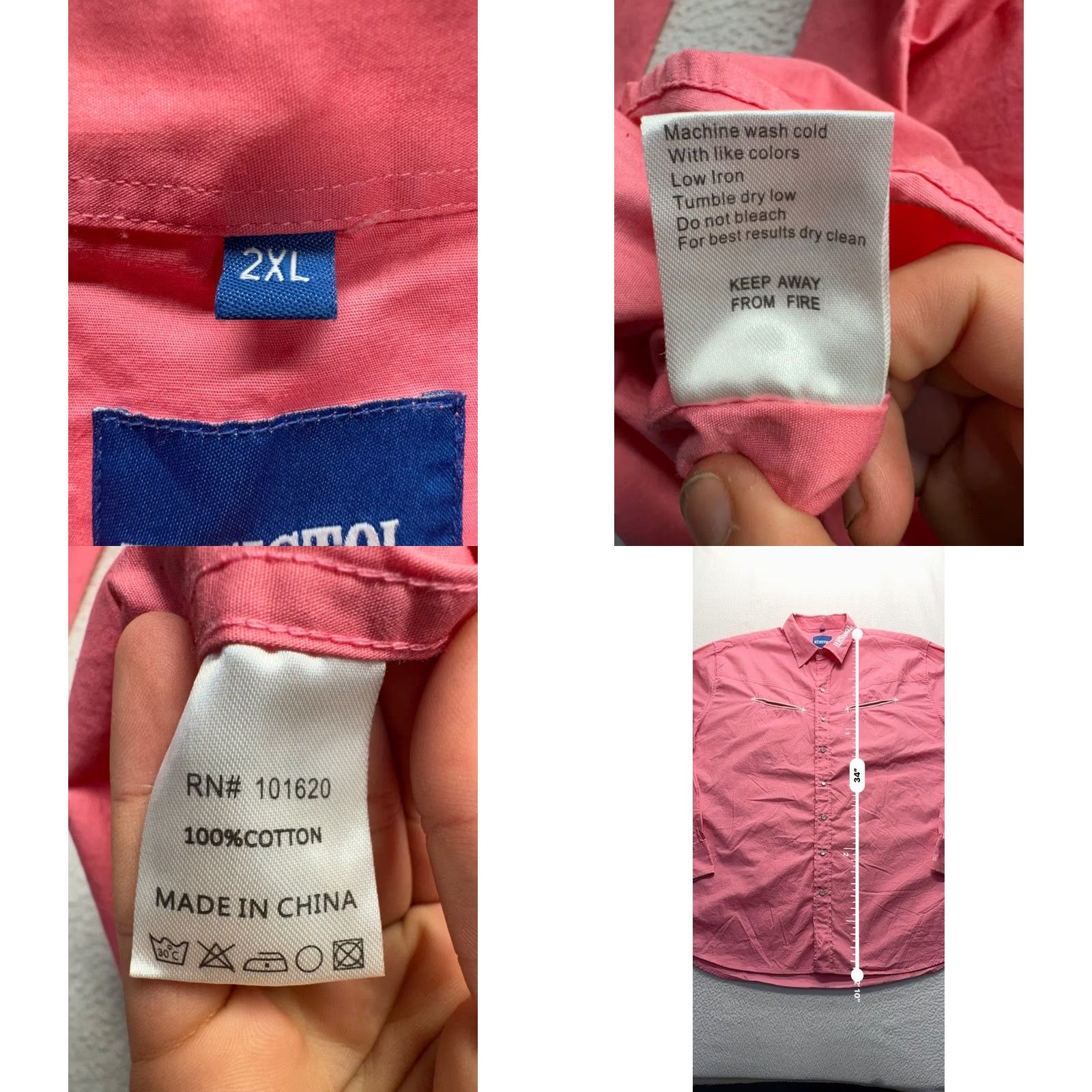 Pinko Resistol Mens Western Shirt Pink Embroidered Logo Long Sleeve Button-Down 3XL, Cotton, Solid, Western, Men, Pre-Owned Fair Size US XXL / EU 58 / 5 - 8 Thumbnail