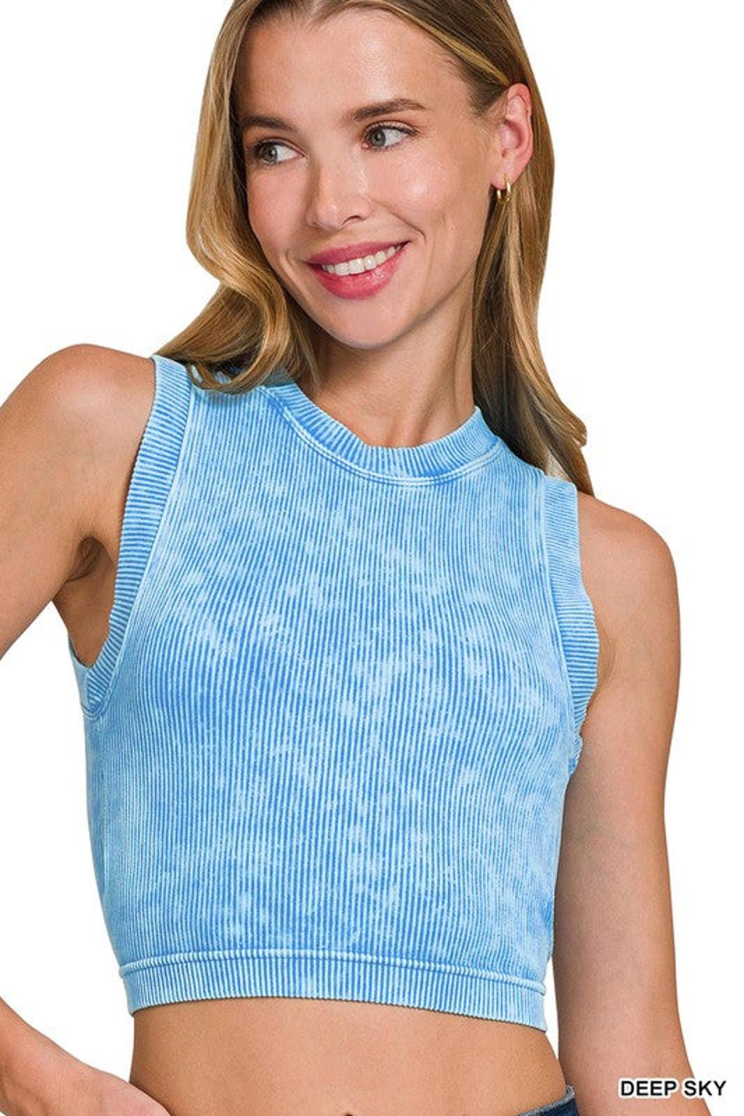 Other Stone Washed Ribbed Seamless Crop Tank Top Zenana Size S / US 4 / IT 40 - 9 Thumbnail