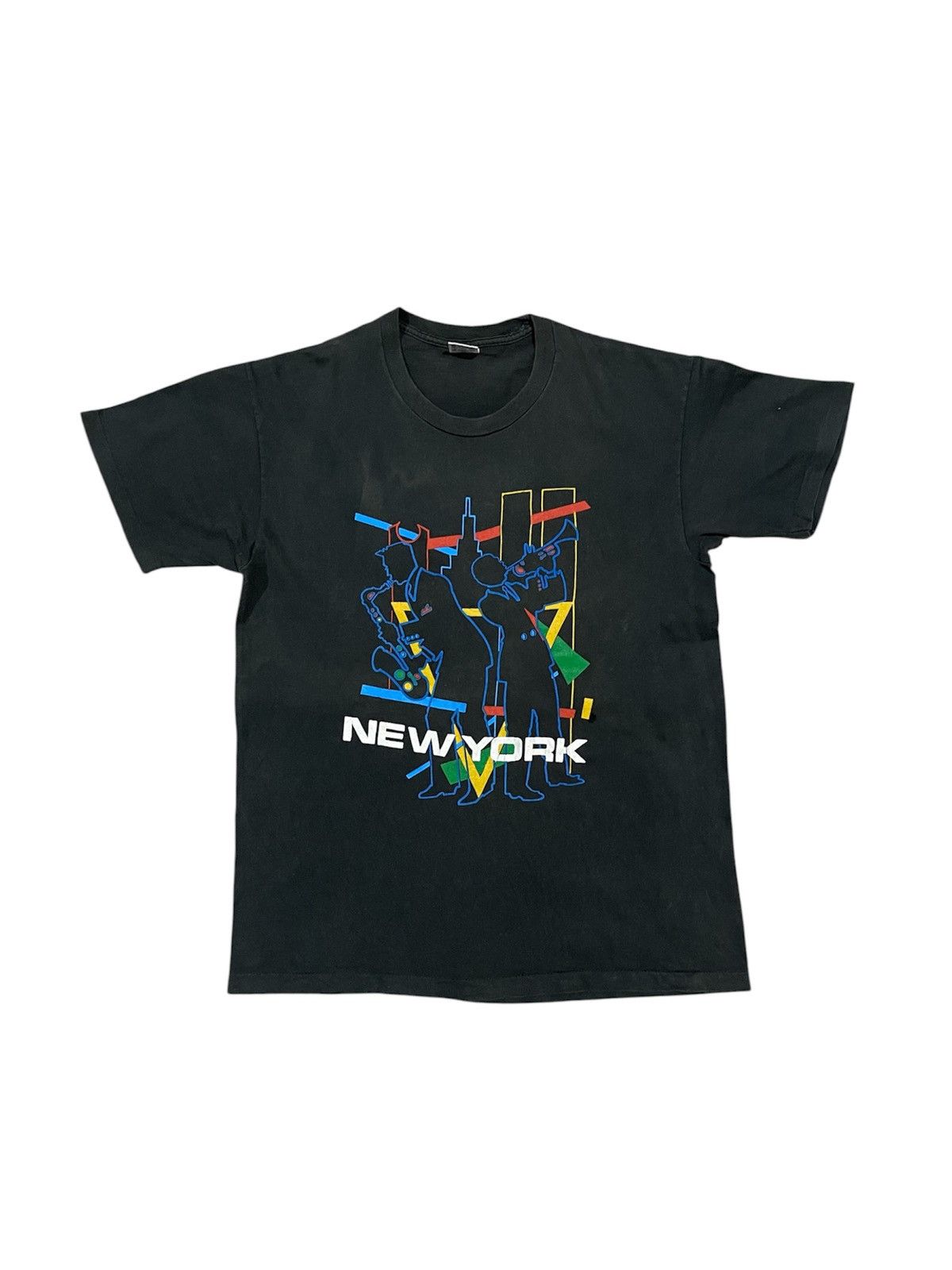 Vintage 1990s NEW YORK CITY JAZZ MUSIC NICELY FADED TSHIRT Size US L / EU 52-54 / 3 - 1 Thumbnail