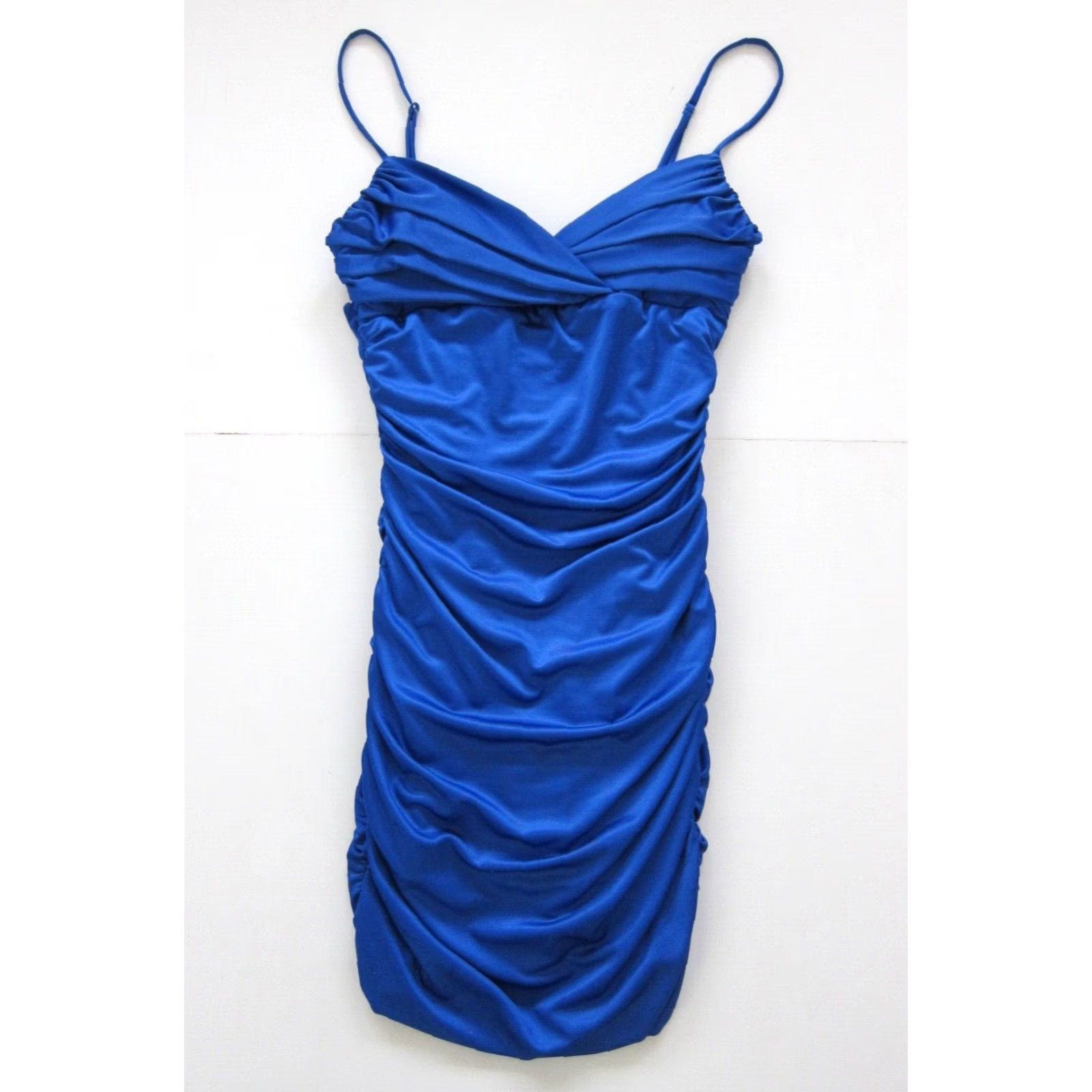 Vintage VINTAGE Rubber Ducky Blue Dress Bodycon Spaghetti Strap Ruched Medium Dress Women Sleeveless Blue 90s Theme Females Size M / US 6-8 / IT 42-44 - 2 Thumbnail