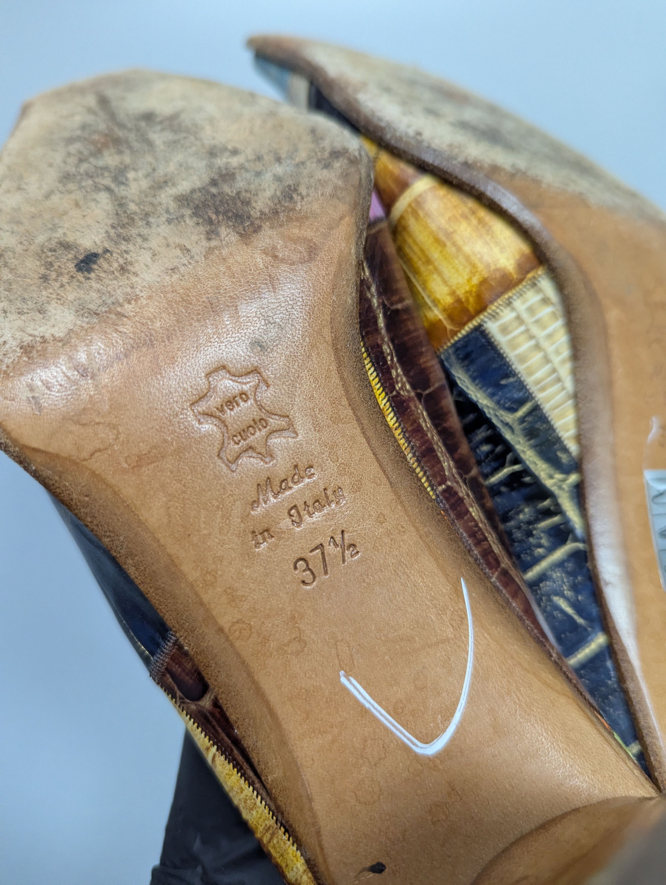 Vintage Rare VTG Y2K Gianmarco Lorenzi Crocodile Leather Mules Heels Size US 7.5 / IT 37.5 - 10 Thumbnail