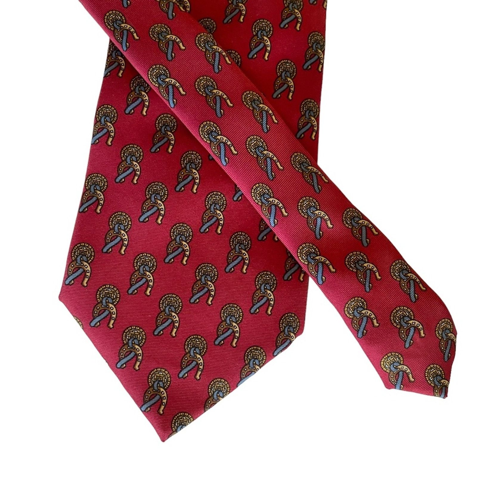 Paolo Gucci × Vintage Paolo Gucci Vintage Red Equestrian-Themed Pattern Silk Tie Size ONE SIZE - 3 Thumbnail