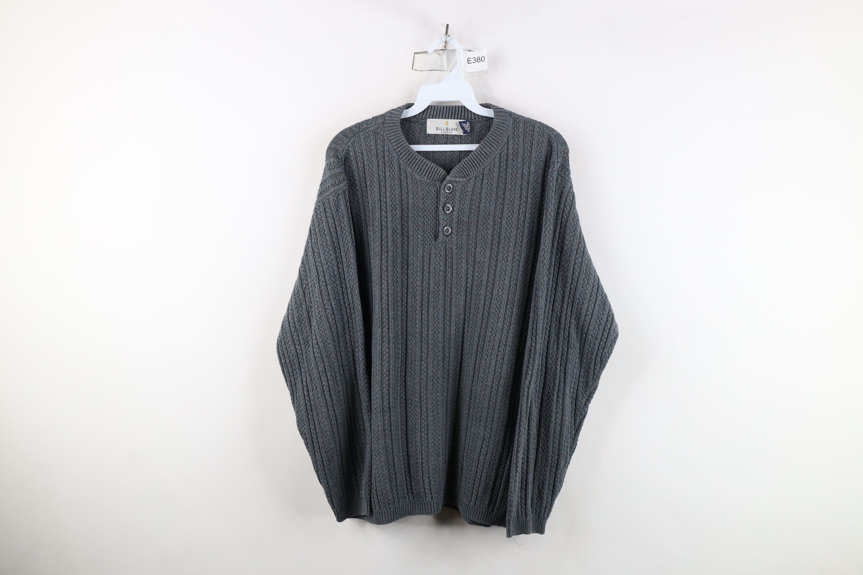 Vintage Vintage 90s Streetwear Framed Ribbed Knit Henley Sweater USA Size US M / EU 48-50 / 2 - 1 Thumbnail