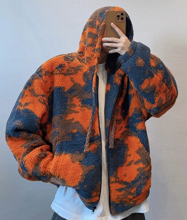 Japanese Brand × Vintage Premium retro fluffy fleece camouflage zip hoodie jacket Size US M / EU 48-50 / 2 - 5 Thumbnail