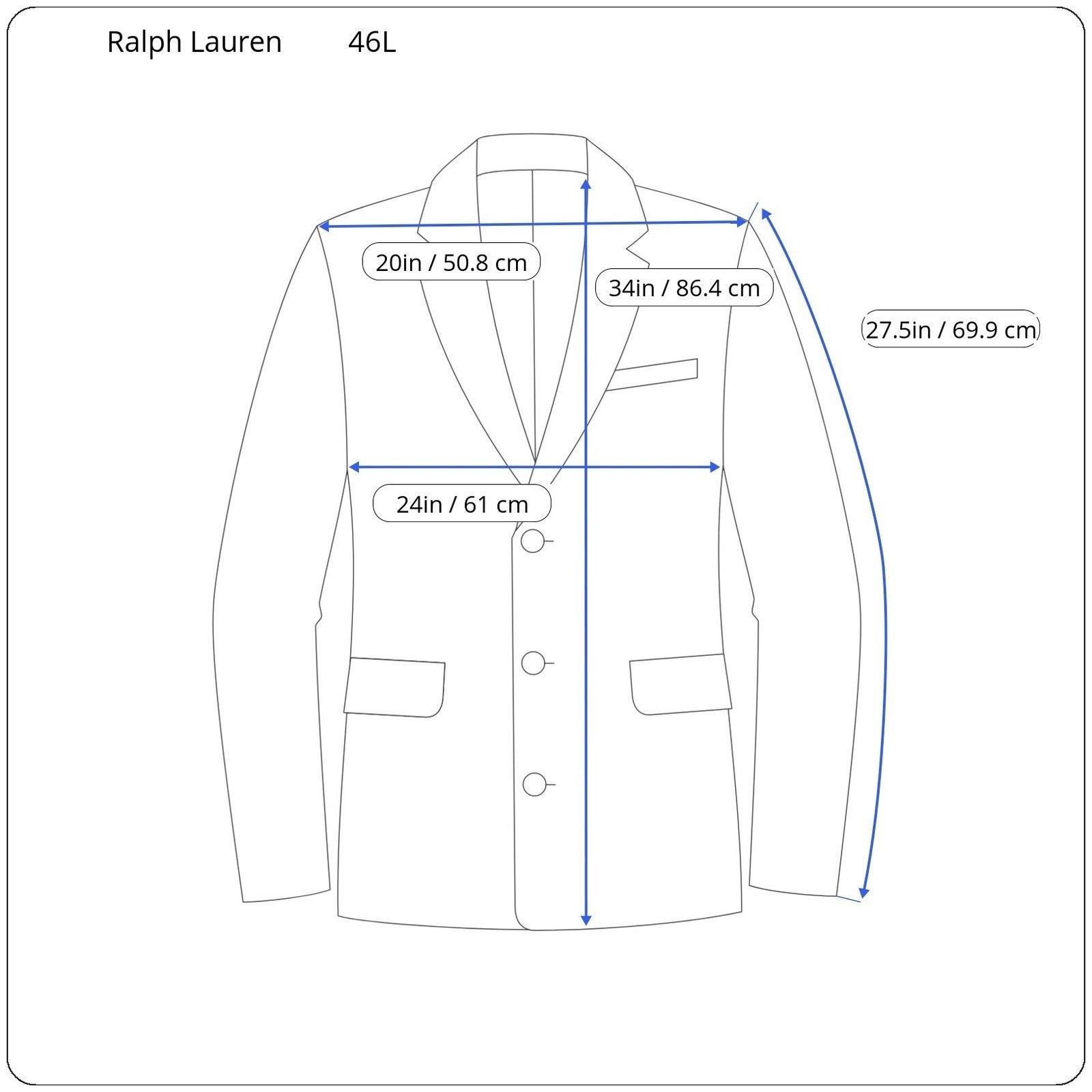 Lauren Ralph Lauren Lauren Ralph Lauren Blazer Mens 46L Navy Blue Sport Coat Size 46L - 8 Thumbnail