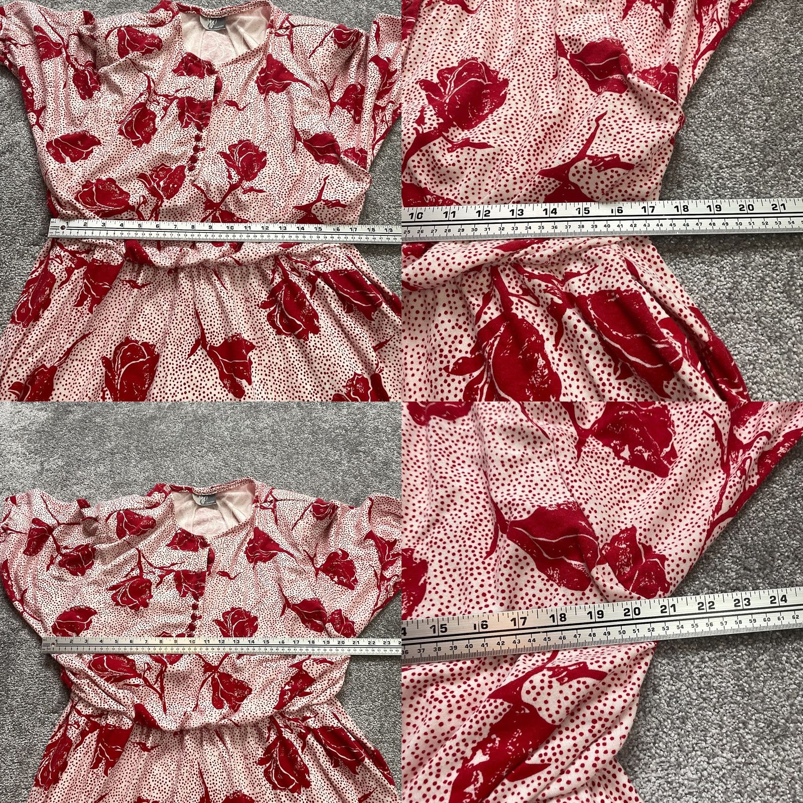 Vintage JP Collections Dress Womens L Pink Floral Fit and Flare Short Sleeve Size 36" / US 14 / IT 50 - 8 Thumbnail