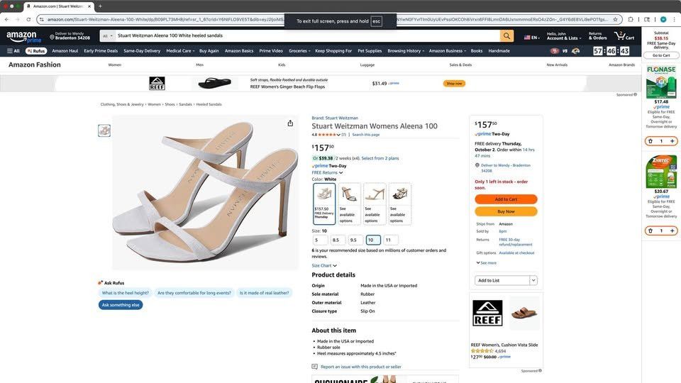 Stuart Weitzman Stuart Weitzman Aleena 100 White heeled sandals Size US 9 / IT 39 - 2 Thumbnail