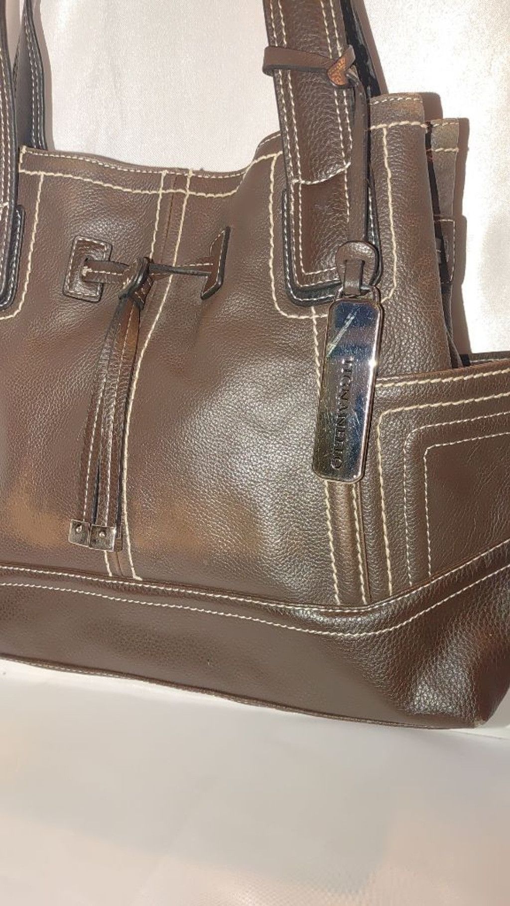 tigha Tignanello Pebbled Leather Shoulder Bag in Chocolate Size ONE SIZE - 3 Thumbnail