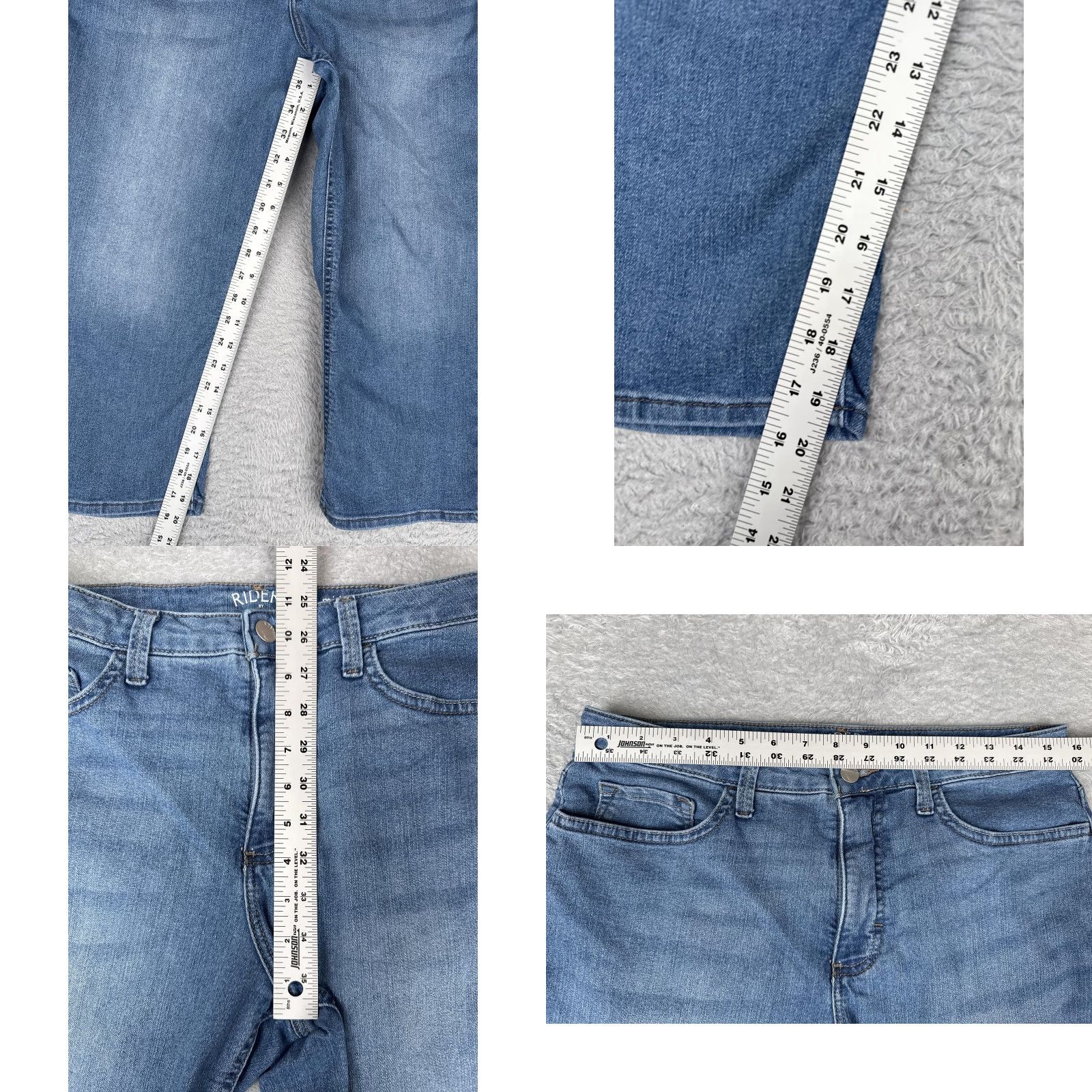Vintage Riders by Lee Capri Jeans Womens 12 Blue Mid Rise Stretch Denim Zip Fly 5-Pocket Button Regular Size 34" / US 12 / IT 48 - 8 Thumbnail