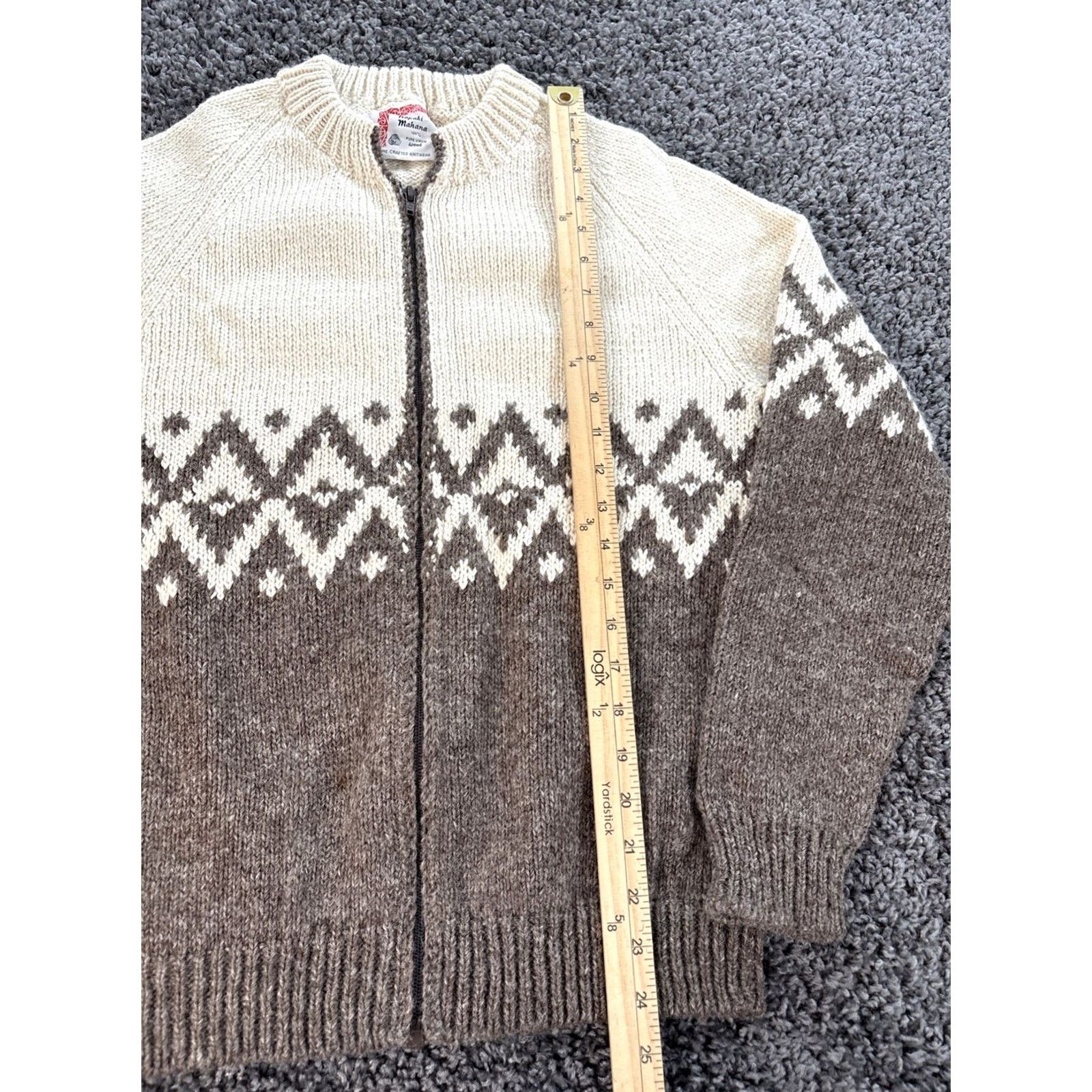 Vintage Rapaki Mahana Women Wool Full Zip Cardigan Sweater Size S Knit Ivory Brown Size S / US 4 / IT 40 - 2 Thumbnail