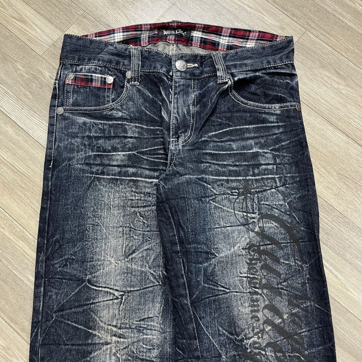 If Six Was Nine × Le Grande Bleu (L.G.B.) × Tornado Mart Y2K Wild Life Faded Lightning Desain Skull Bones Jeans Size US 31 - 3 Thumbnail