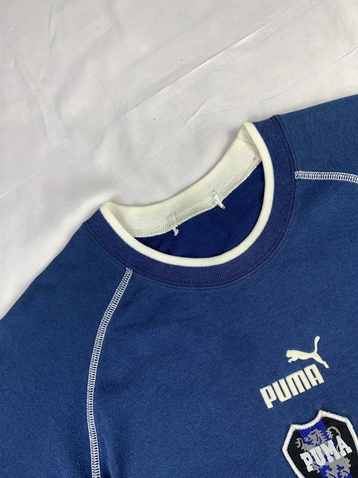 Puma 1990s Puma Navy Puffy Center Logo Graphic Longsleeve Top Size M / US 6-8 / IT 42-44 - 6 Thumbnail