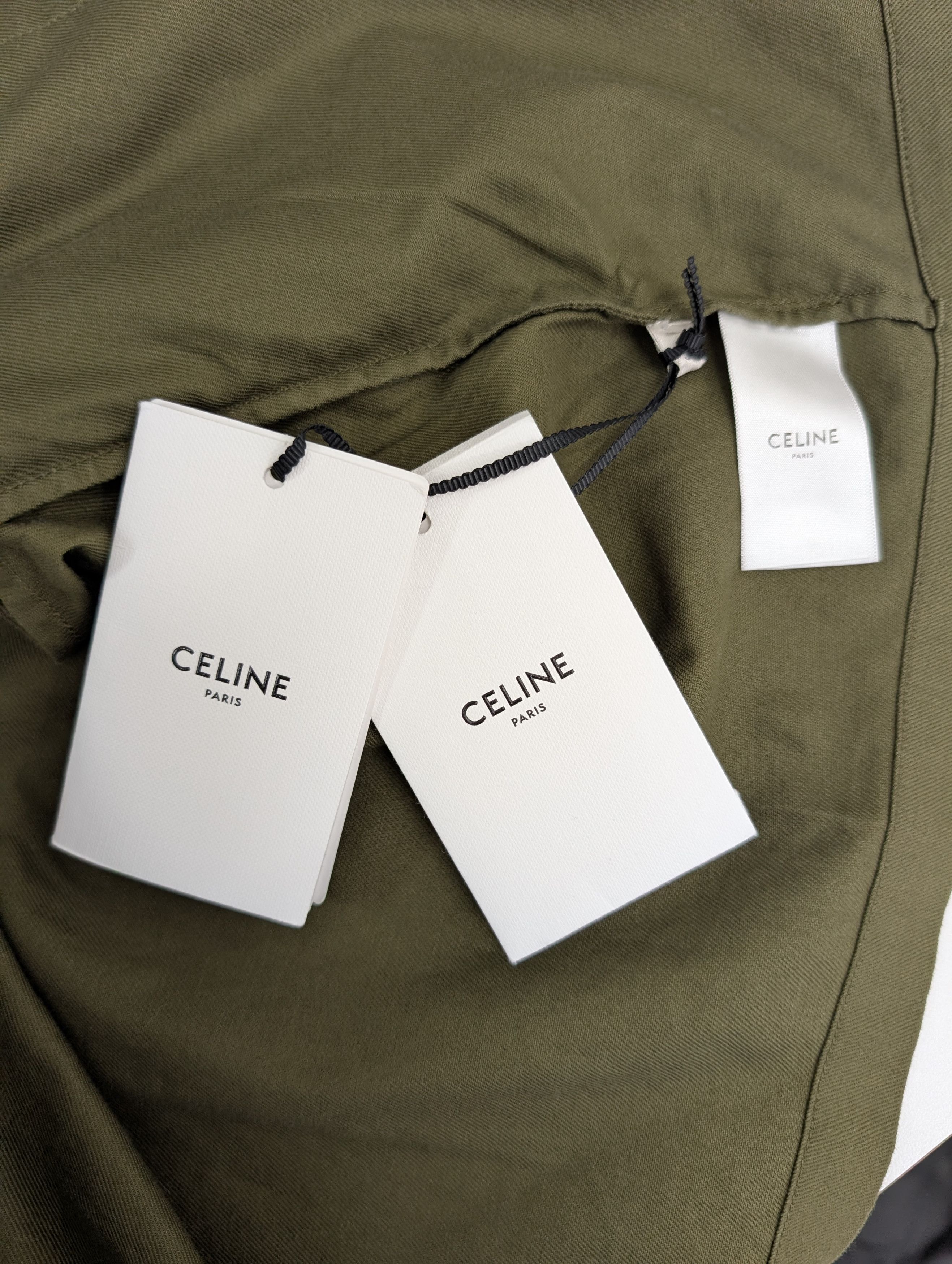Celine Khaki Short Sleeve Shirt With Logo Buttons Size S / US 4 / IT 40 - 7 Thumbnail