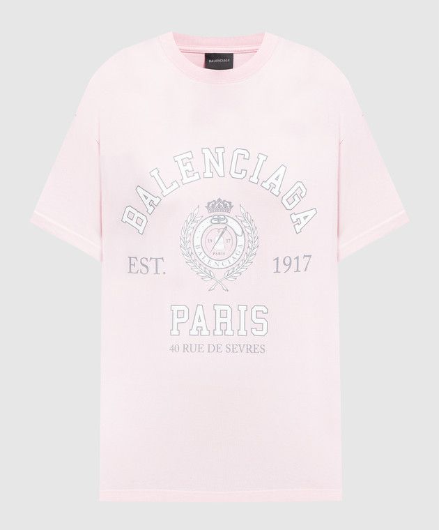 Balenciaga o1s1wg111124 College 1917 Medium-Fit T-Shirt in Light Pink Size XL / US 12-14 / IT 48-50 - 1 Thumbnail