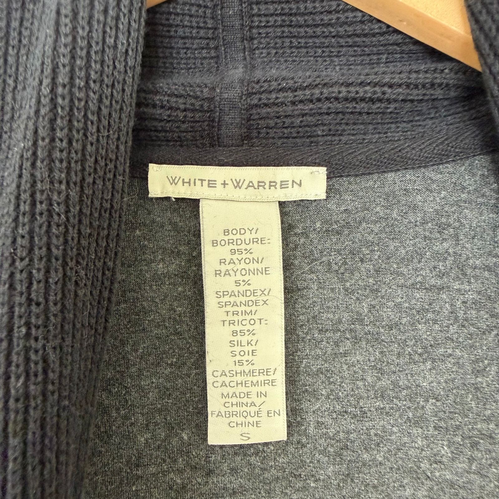 White + Warren White + Warren Gray Black Cashmere Silk Blend Cardigan Sz S Size S / US 4 / IT 40 - 2 Thumbnail