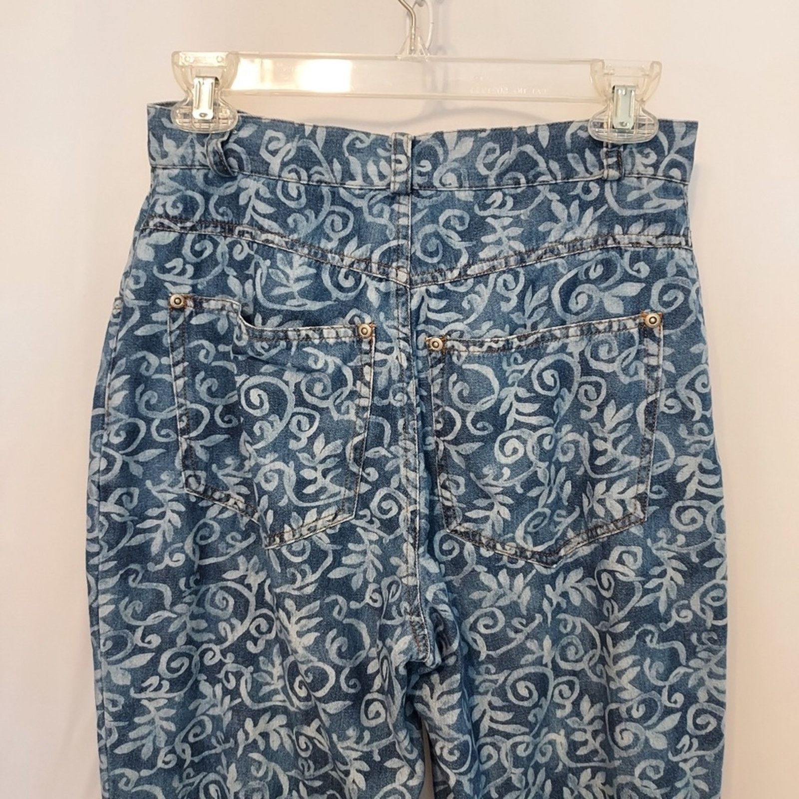 Other Carole Little Blue White Floral Denim High Rise Jeans Pants Size 28" / US 6 / IT 42 - 2 Thumbnail