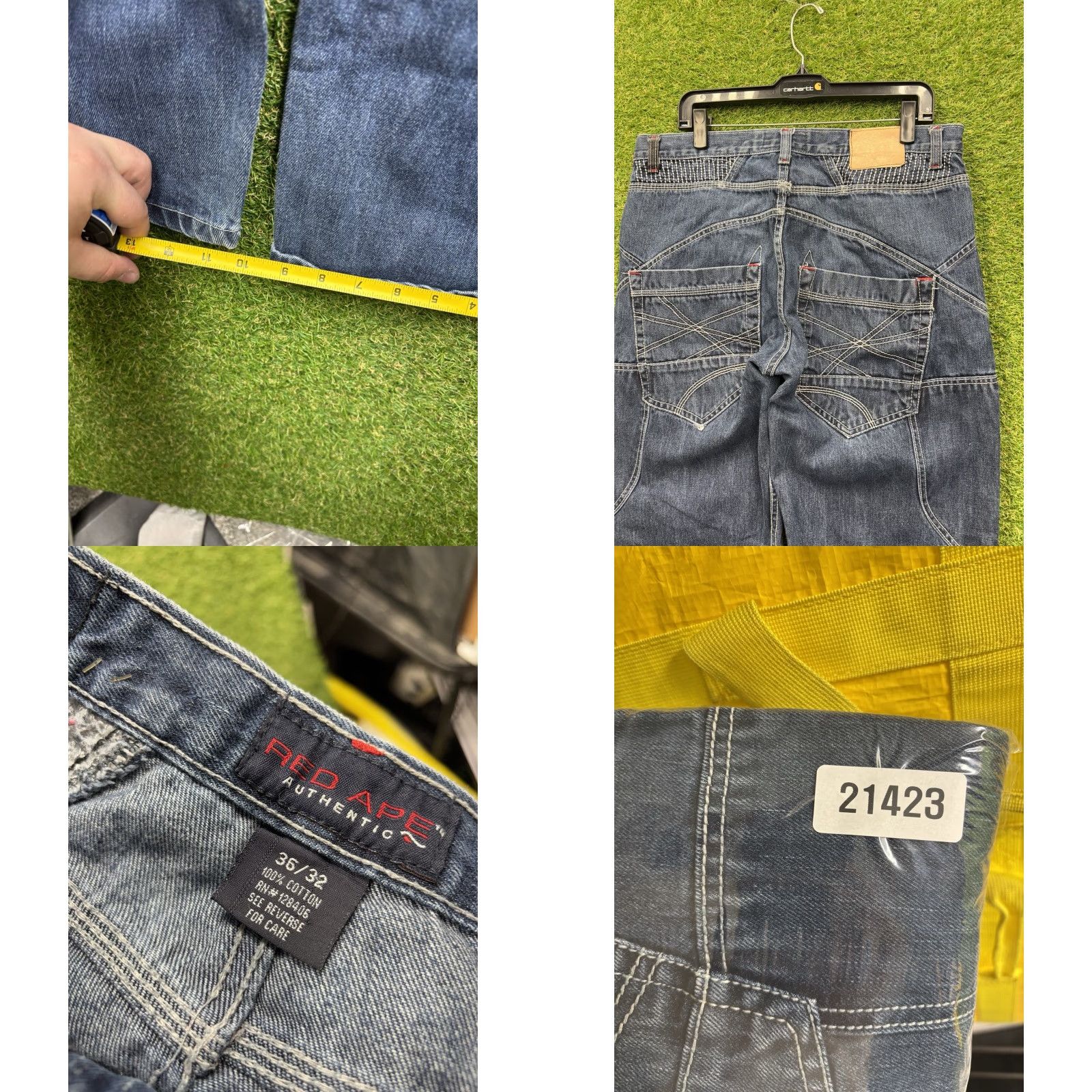 Vintage VINTAGE Red Ape Jeans Mens 36x32 Relaxed Fit 5-Pocket Denim Embroidered Grunge Y2K 90s Hip Hop Wide-Leg Jeans Mens Reg Blue Baggy 2000s Size US 36 / EU 52 - 8 Thumbnail