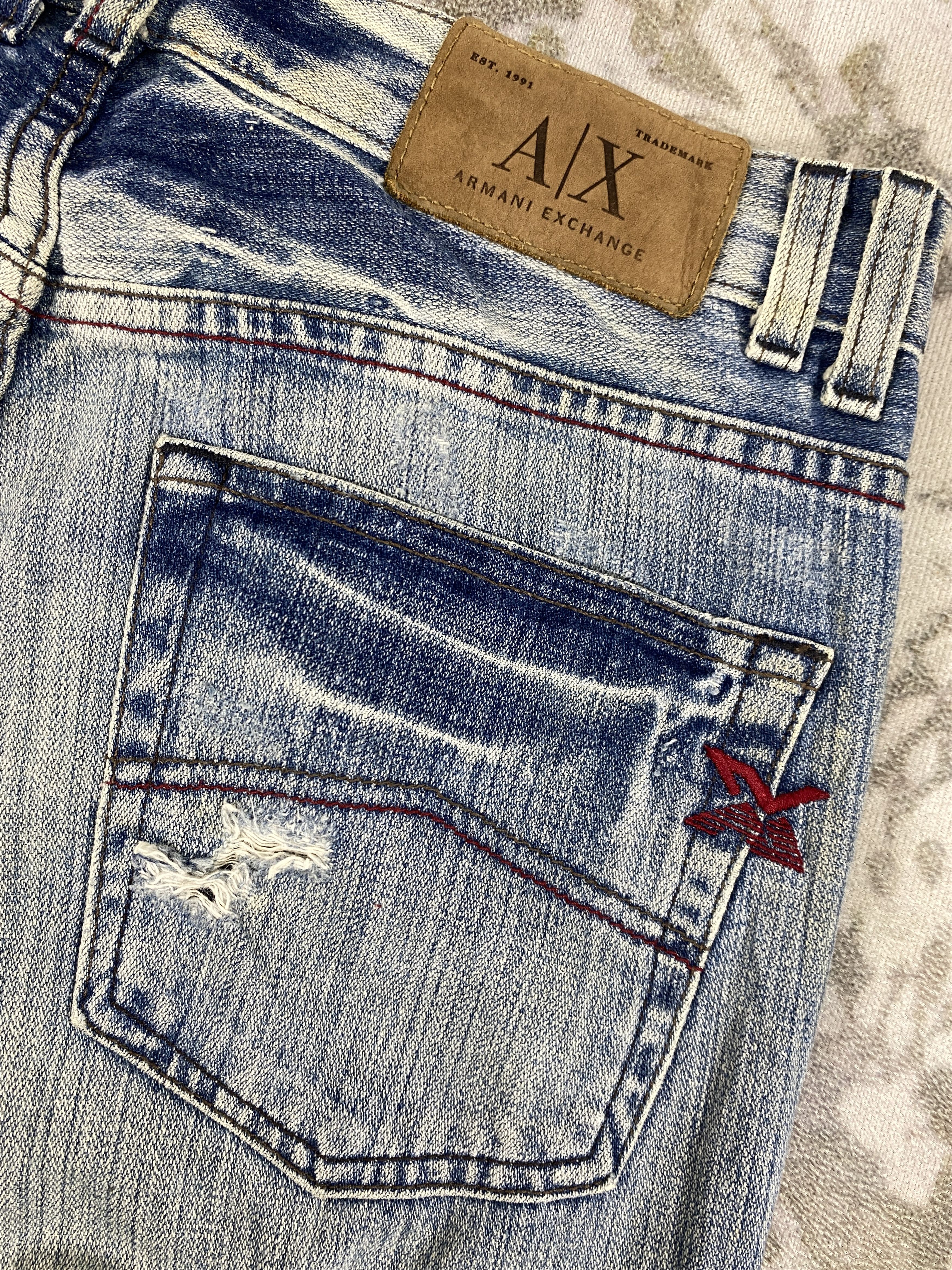 If Six Was Nine Distressed Blue Armani Jeans 34x31.5 Denim JN3382 Size US 34 / EU 50 - 11 Thumbnail