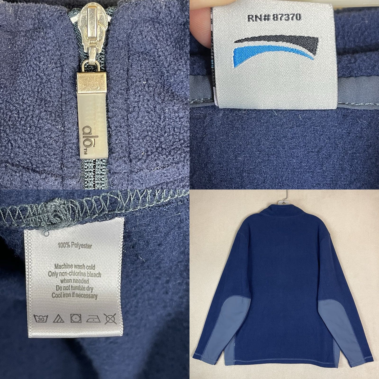 Alo ALO Yoga Pullover Mens 2XL Blue CoolFit 1/4 Zip Fleece Long Sleeve Regular Fit Sweatshirt - Men - Mock Neck - Zip - Logo - 2020s - Outdoor - Sports Size US XXL / EU 58 / 5 - 8 Thumbnail